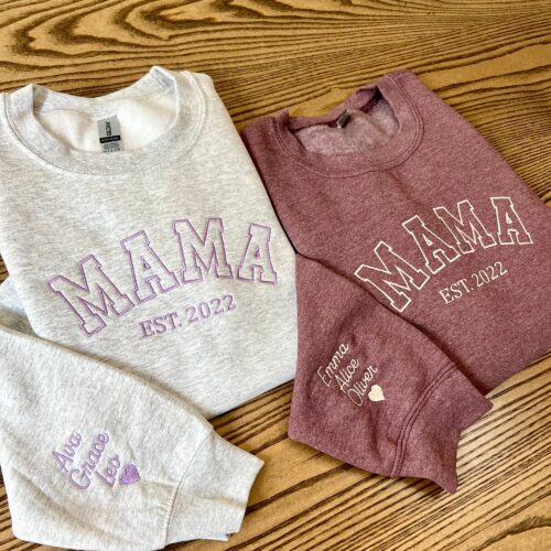 Custom Embroidered Mama Sweatshirt - Personalized Mom Sweatshirt with Names on Sleeve Gift for Mom Gift for Her Gift for Women Christmas image 0