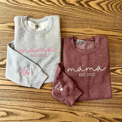 Custom Embroidered Mama Sweatshirt - Personalized Mom Sweatshirt with Names on Sleeve Gift for Wife Christmas Gift Gift for Mom image 0