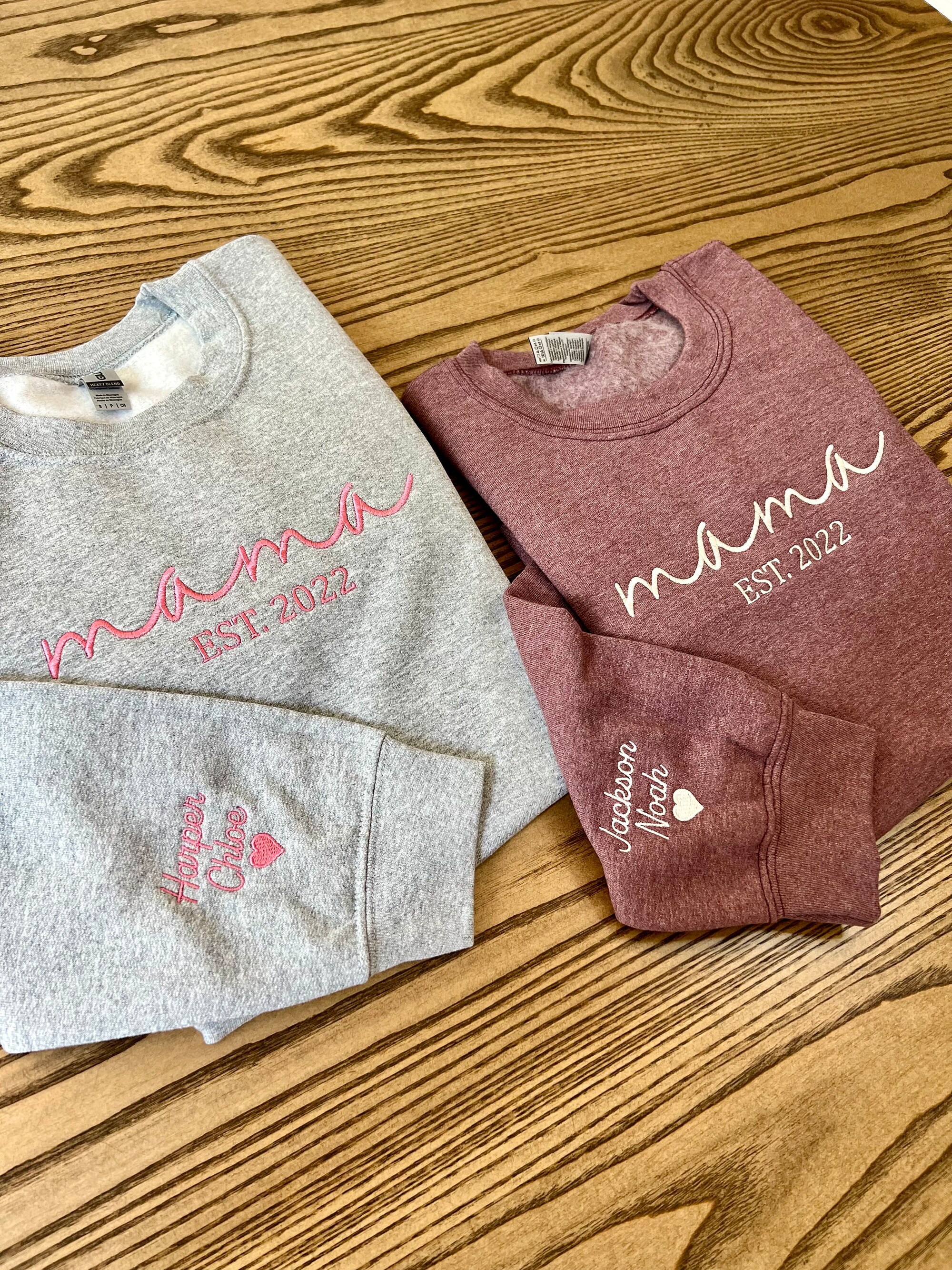 Custom Embroidered Mama Sweatshirt - Personalized Mom Sweatshirt with Names on Sleeve Gift for Wife Christmas Gift Gift for Mom image 3