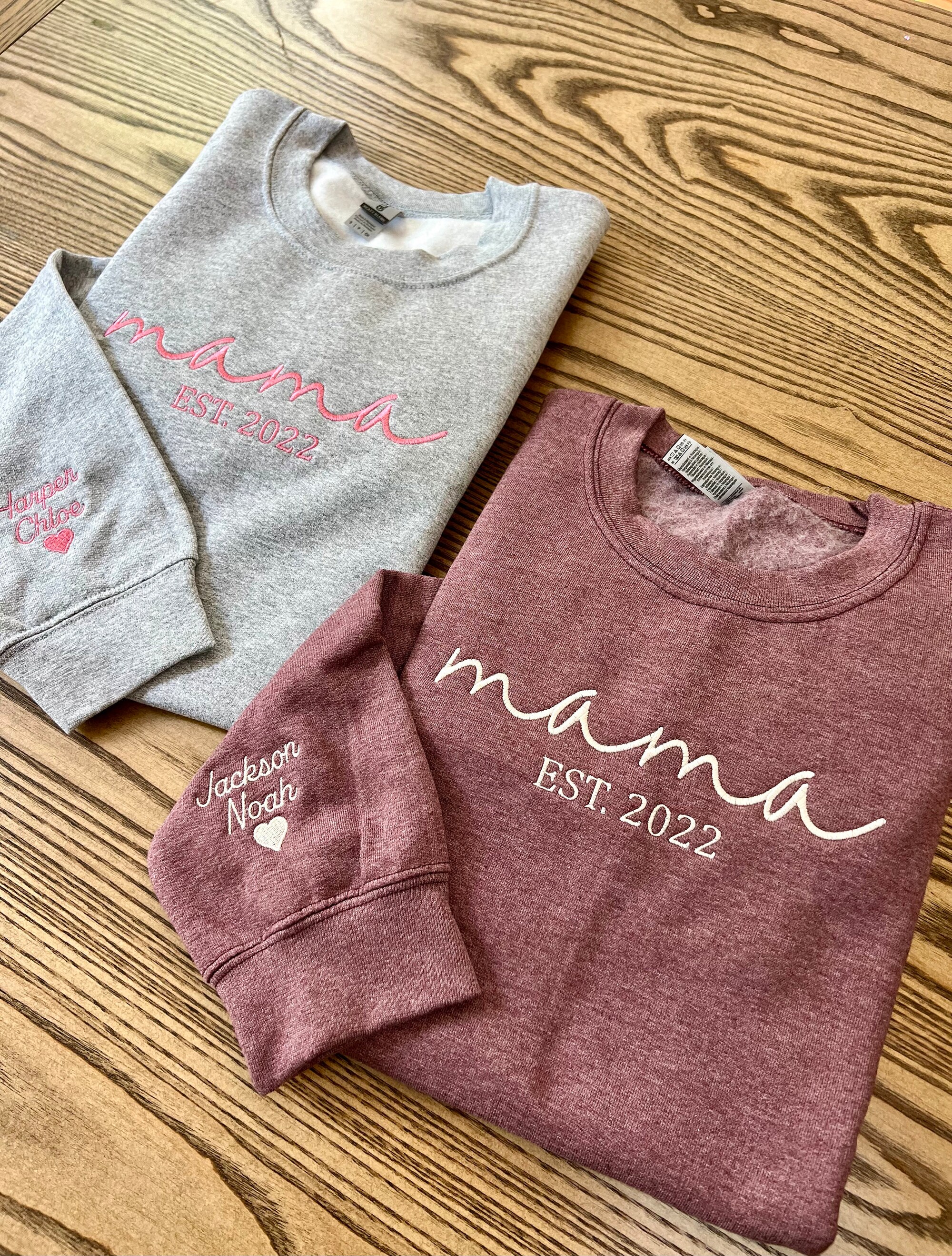 Custom Embroidered Mama Sweatshirt - Personalized Mom Sweatshirt with Names on Sleeve Gift for Wife Christmas Gift Gift for Mom image 4