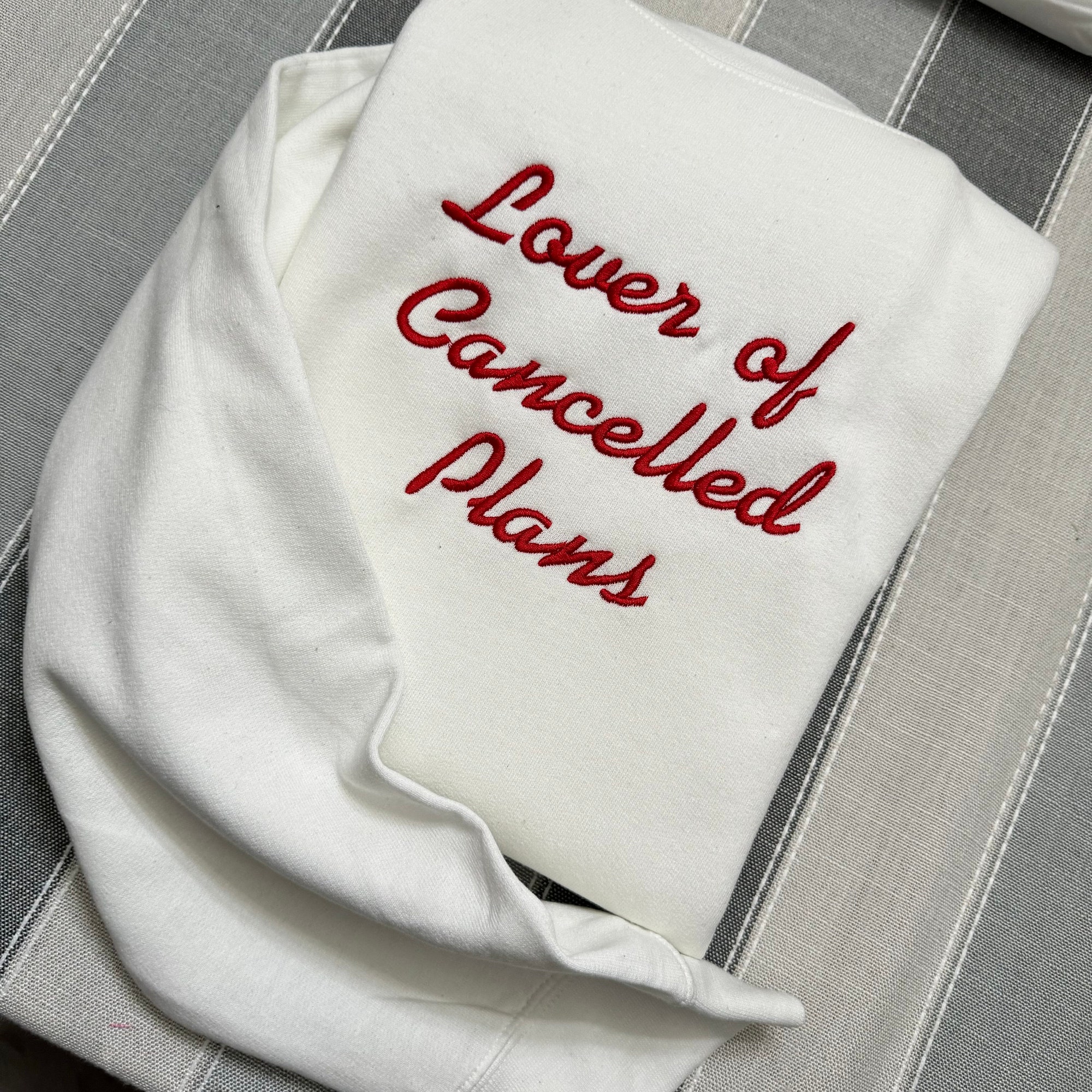 Lover of Cancelled Plans Embroidered Sweatshirt - Y2K Style Crewneck Unisex Funny Clothing Gifts Silly Hoodies image 3