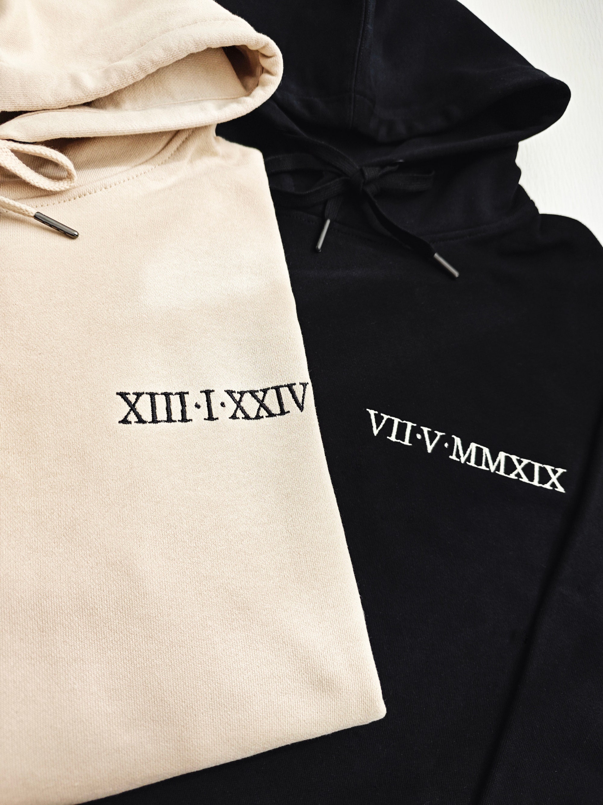 Custom Embroidered Roman Numeral Hoodie Sleeve with Initials - Custom Date Couple Hoodies Boyfriend Gift Personalized Hoodie image 3