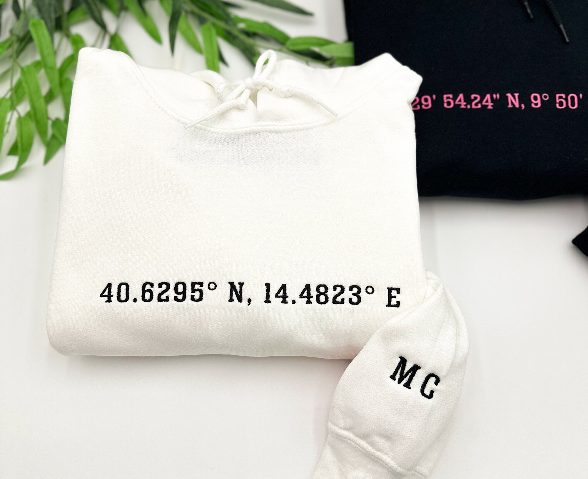 Custom Embroidered Coordinates Sweatshirt and Hoodie - Latitude Longitude Sweatshirt GPS Coordinates Shirt College Gift Gift for Grad Her image 1