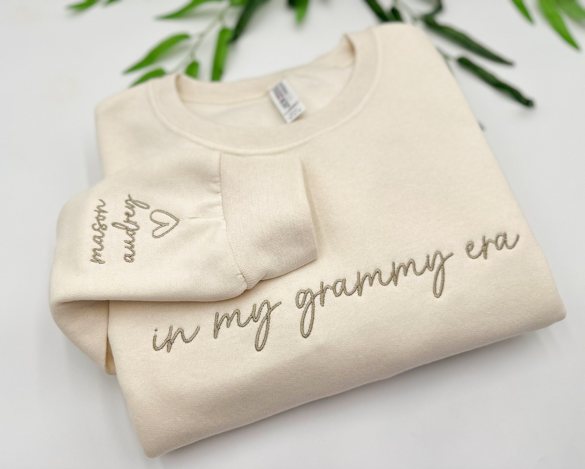 Custom Embroidered In My Grammy Era Sweatshirt with Grandkids' Names on Sleeve - Personalized Gift Grandma Sweater New Grandma Mother's Day image 4