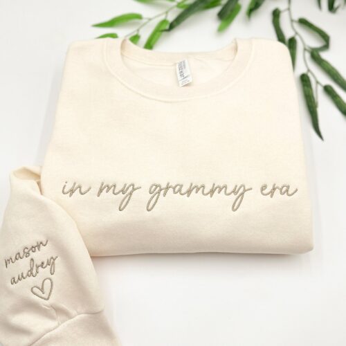 Custom Embroidered In My Grammy Era Sweatshirt with Grandkids' Names on Sleeve - Personalized Gift Grandma Sweater New Grandma Mother's Day image 0