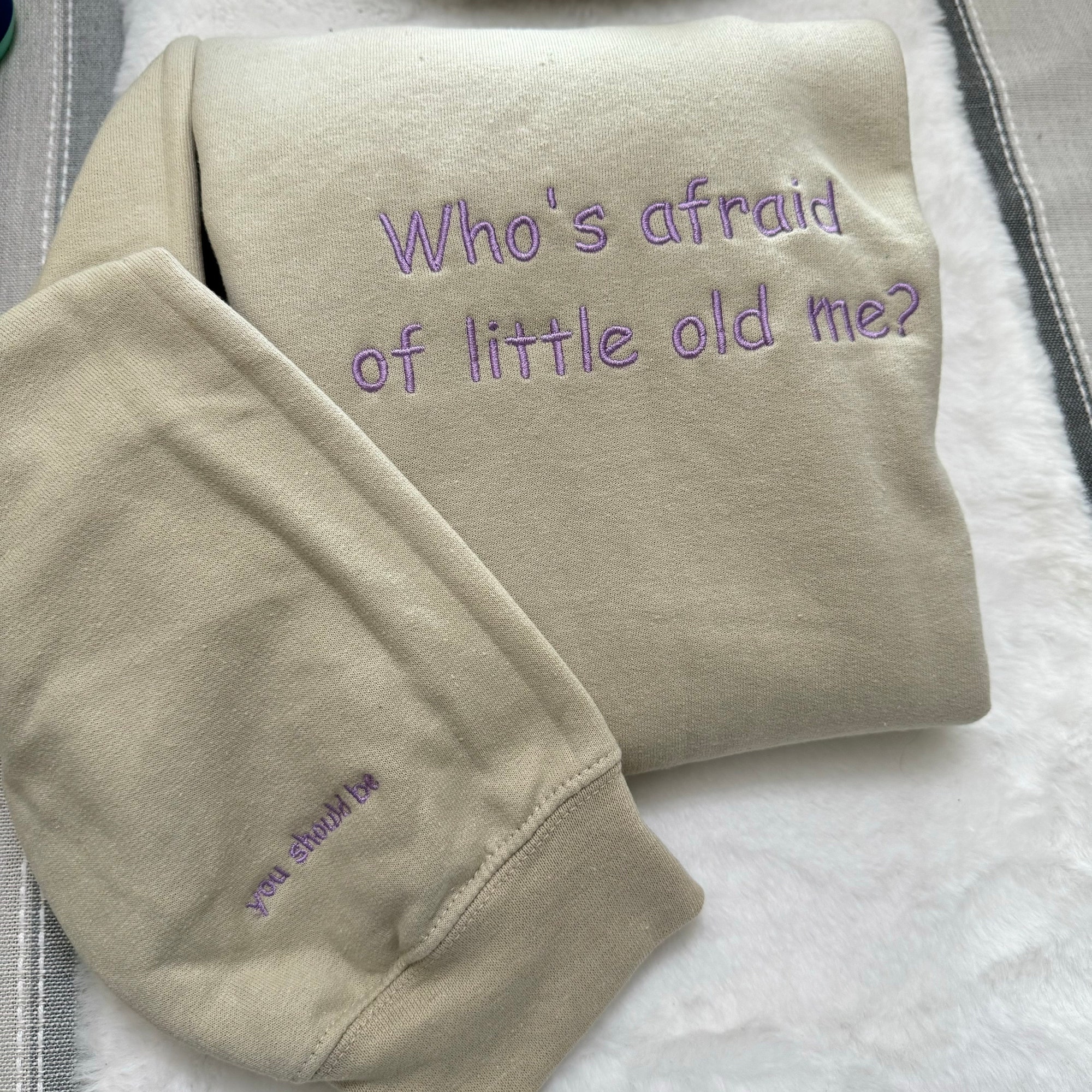 Who's Afraid of Little Old Me Embroidered Sweatshirt - Y2K Style Crewneck Music Merch Gift for Women Unisex Clothing image 7