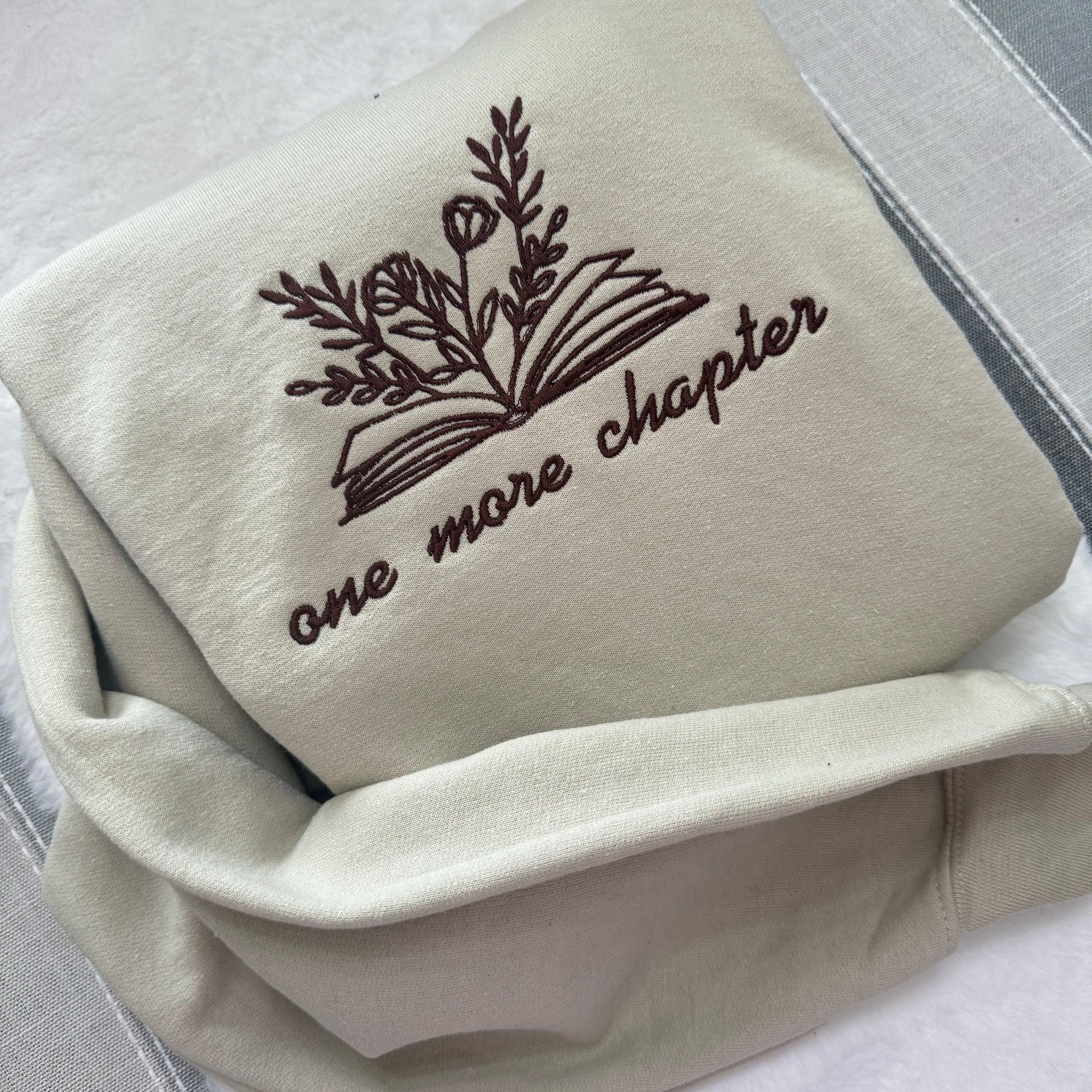 One More Chapter Embroidered Sweatshirt - Custom Made Decorative Books Love Reading Vintage Clothing Gifts for Her image 4