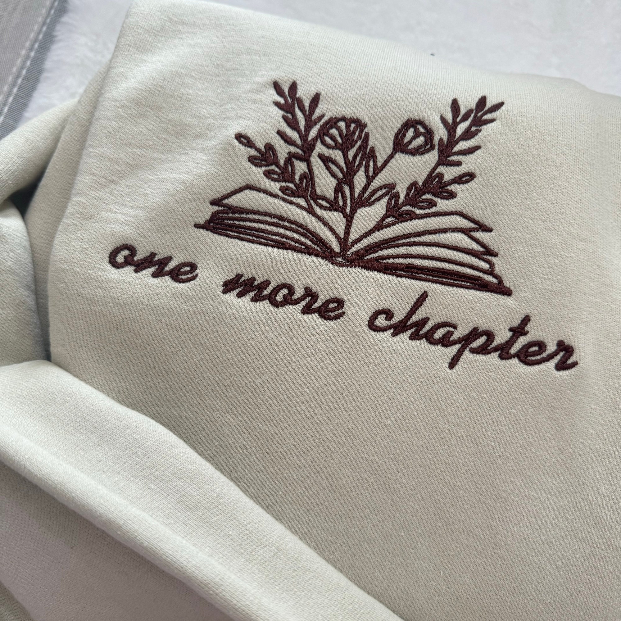 One More Chapter Embroidered Sweatshirt - Custom Made Decorative Books Love Reading Vintage Clothing Gifts for Her image 1