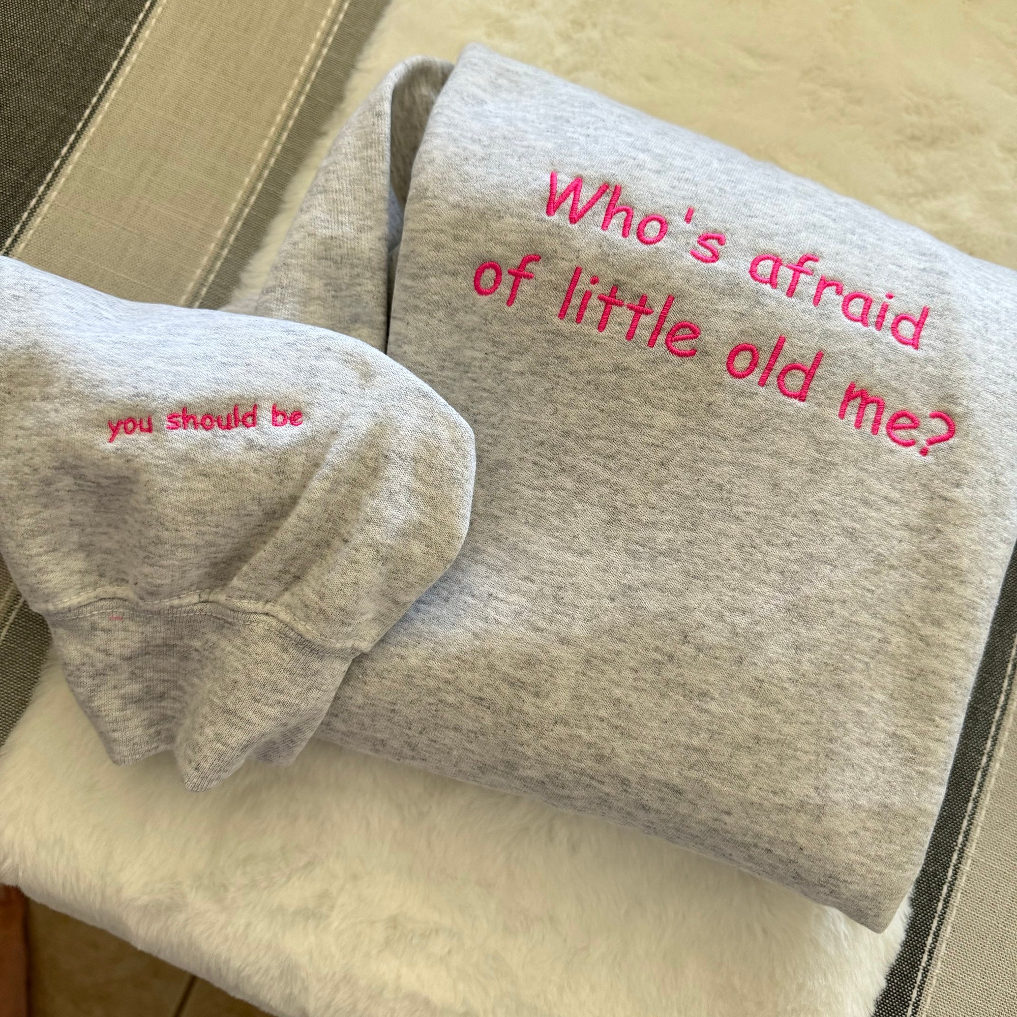 Who's Afraid of Little Old Me Embroidered Sweatshirt - Y2K Style Crewneck Music Merch Gift for Women Unisex Clothing image 6