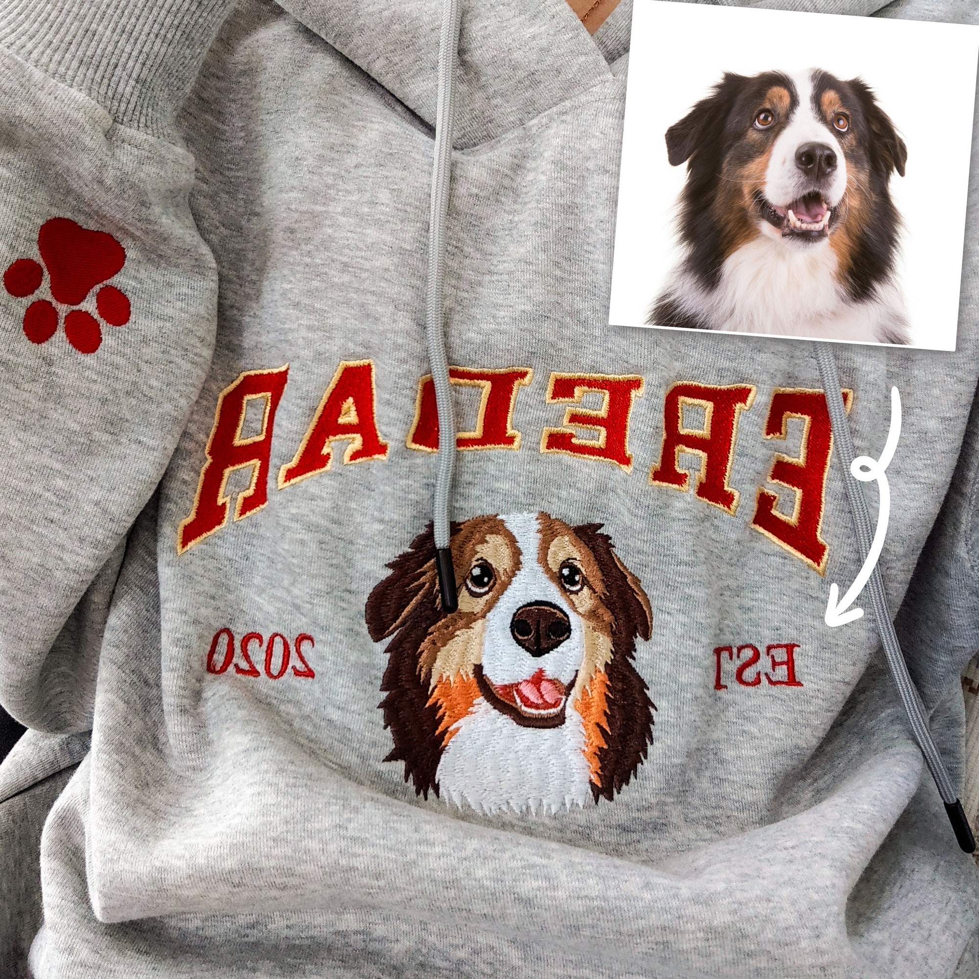 Embroidered Pet Sweatshirt - Custom Dog Hoodie with Name Personalized Varsity Sweatshirt Gifts for Dog Lovers image 2