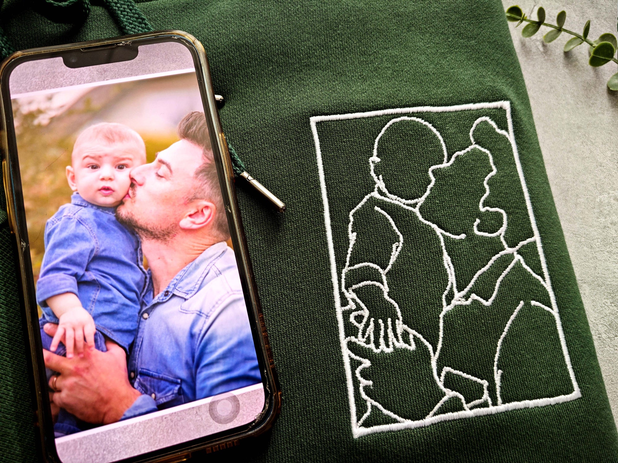 Custom Dad Embroidered Portrait from Photo Hoodie - Custom Photo Sweatshirt Gift for Dad Father's Day Gift image 2