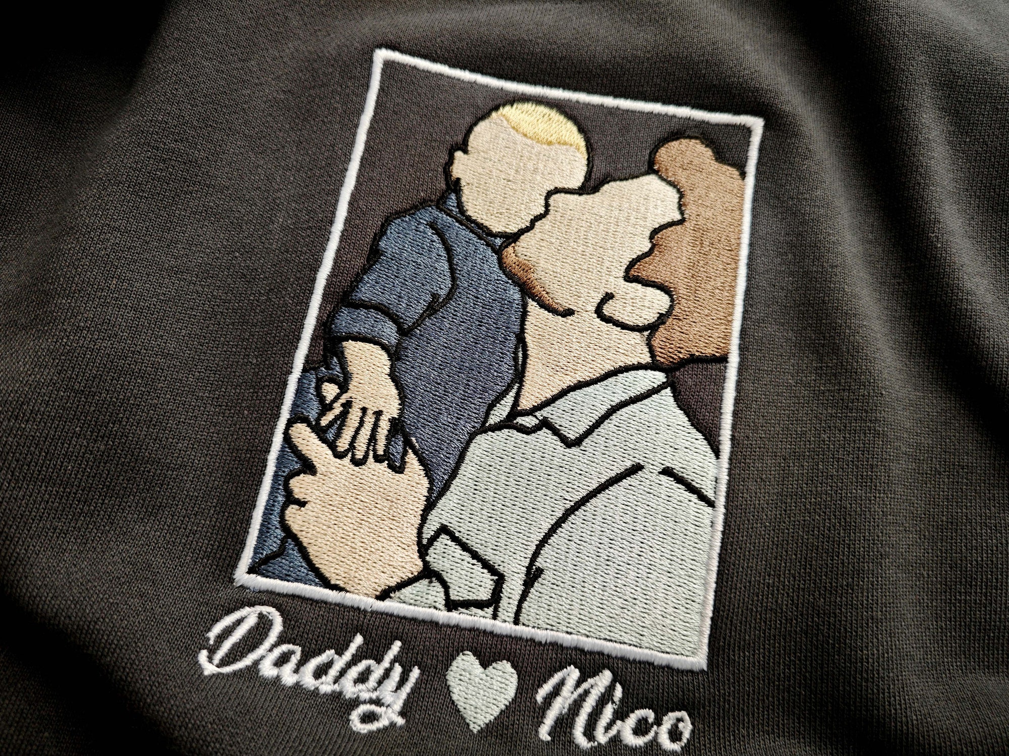 Custom Embroidered Portrait from Photo Sweatshirt - Family Portrait Crewneck Custom Embroidered Hoodie Gift for Dad Father's Day Gift image 1