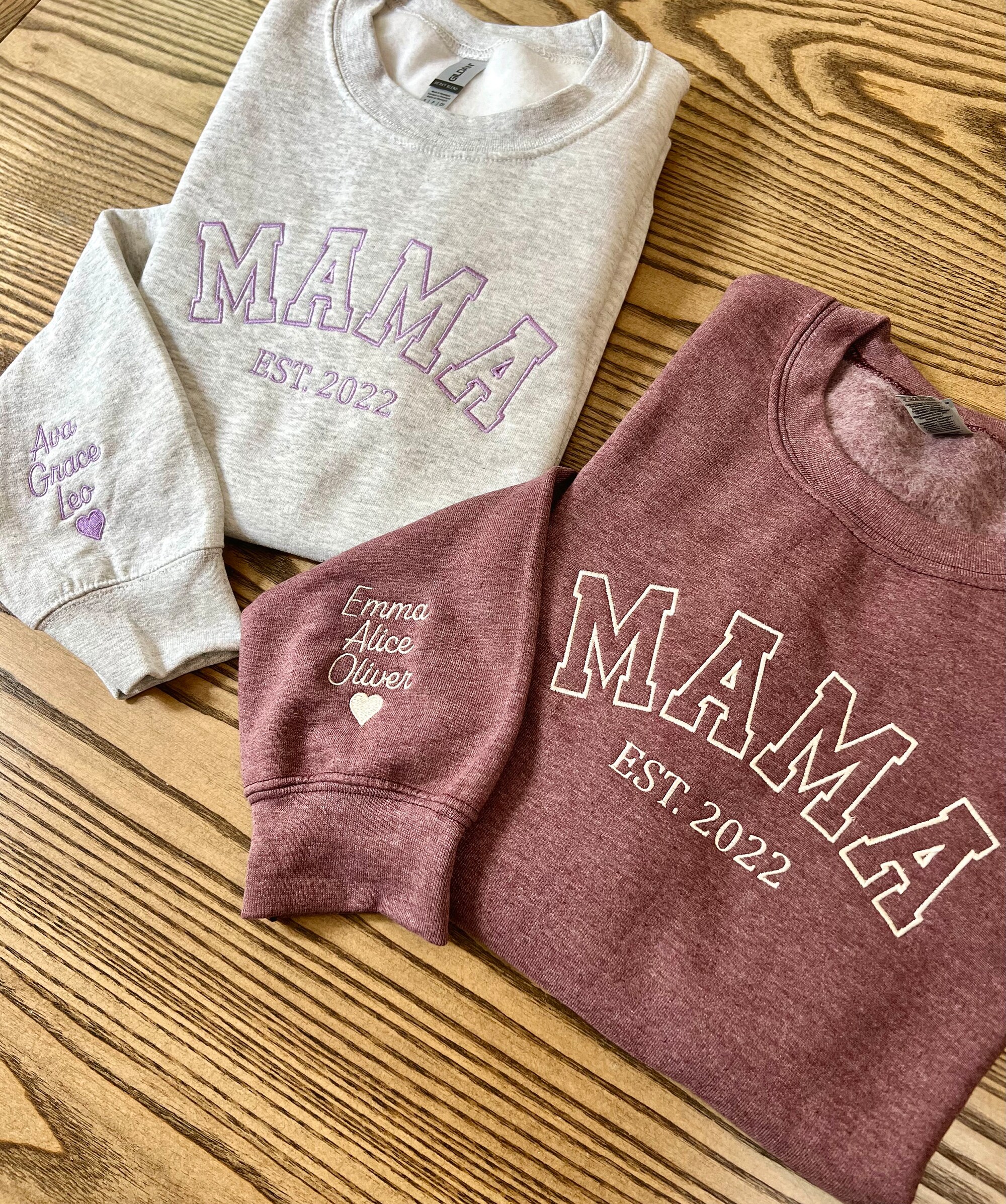 Custom Embroidered Mama Sweatshirt - Personalized Mom Sweatshirt with Names on Sleeve Gift for Mom Gift for Her Gift for Women Christmas image 1