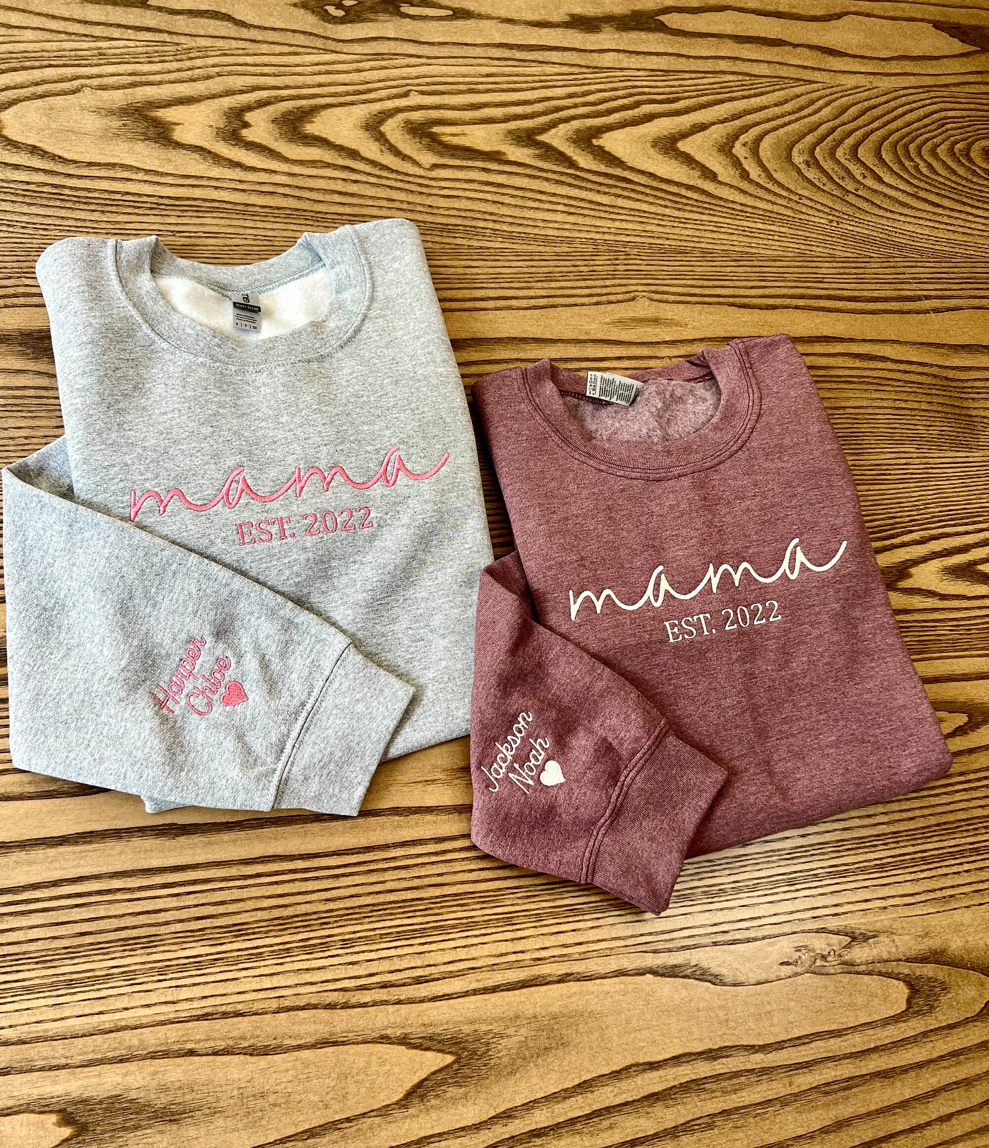 Custom Embroidered Mama Sweatshirt - Personalized Mom Sweatshirt with Names on Sleeve Gift for Wife Christmas Gift Gift for Mom image 1