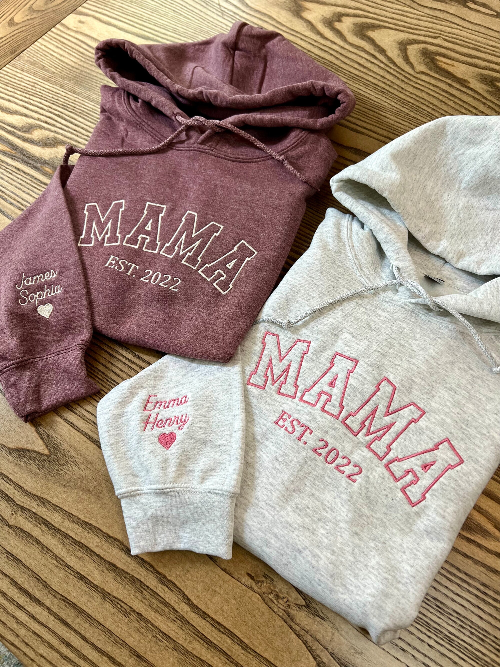 Custom Embroidered Mama Hoodie - Personalized with Names on Sleeve Gift for New Mom Mama Est. Year Shirt Gift for Women image 5