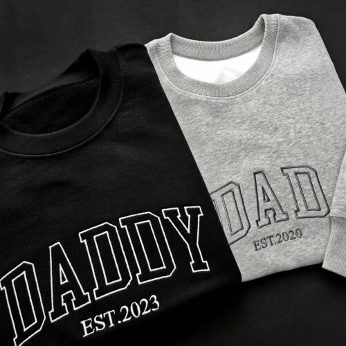 Personalized Embroidered Dad Est. Year Sweatshirt - Dad Announcement Annonce Grossesse Papa Grandpa Sweatshirt Father's Day Shirt Gift for Dad image 0