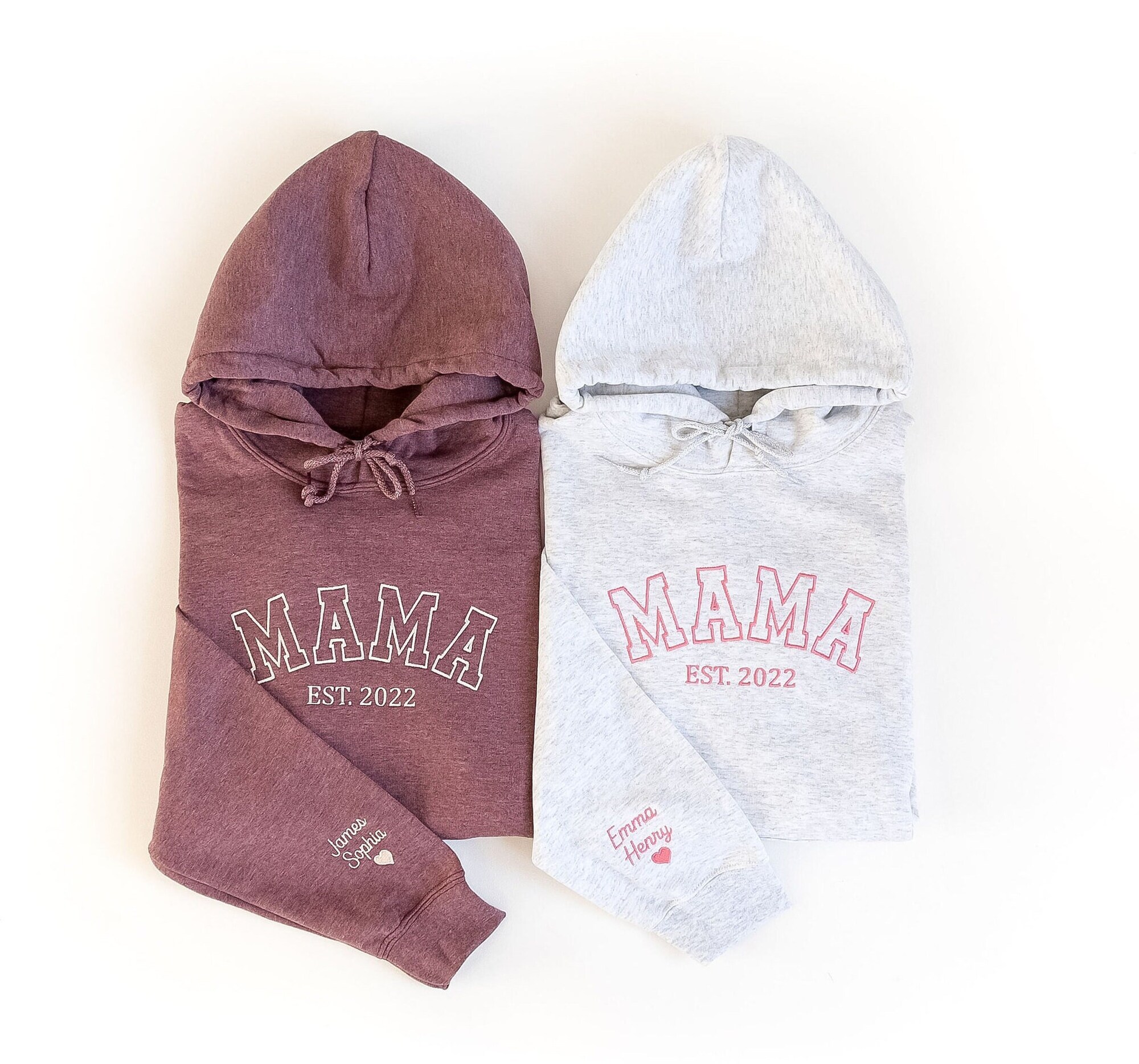 Custom Embroidered Mama Hoodie - Personalized with Names on Sleeve Gift for New Mom Mama Est. Year Shirt Gift for Women image 2