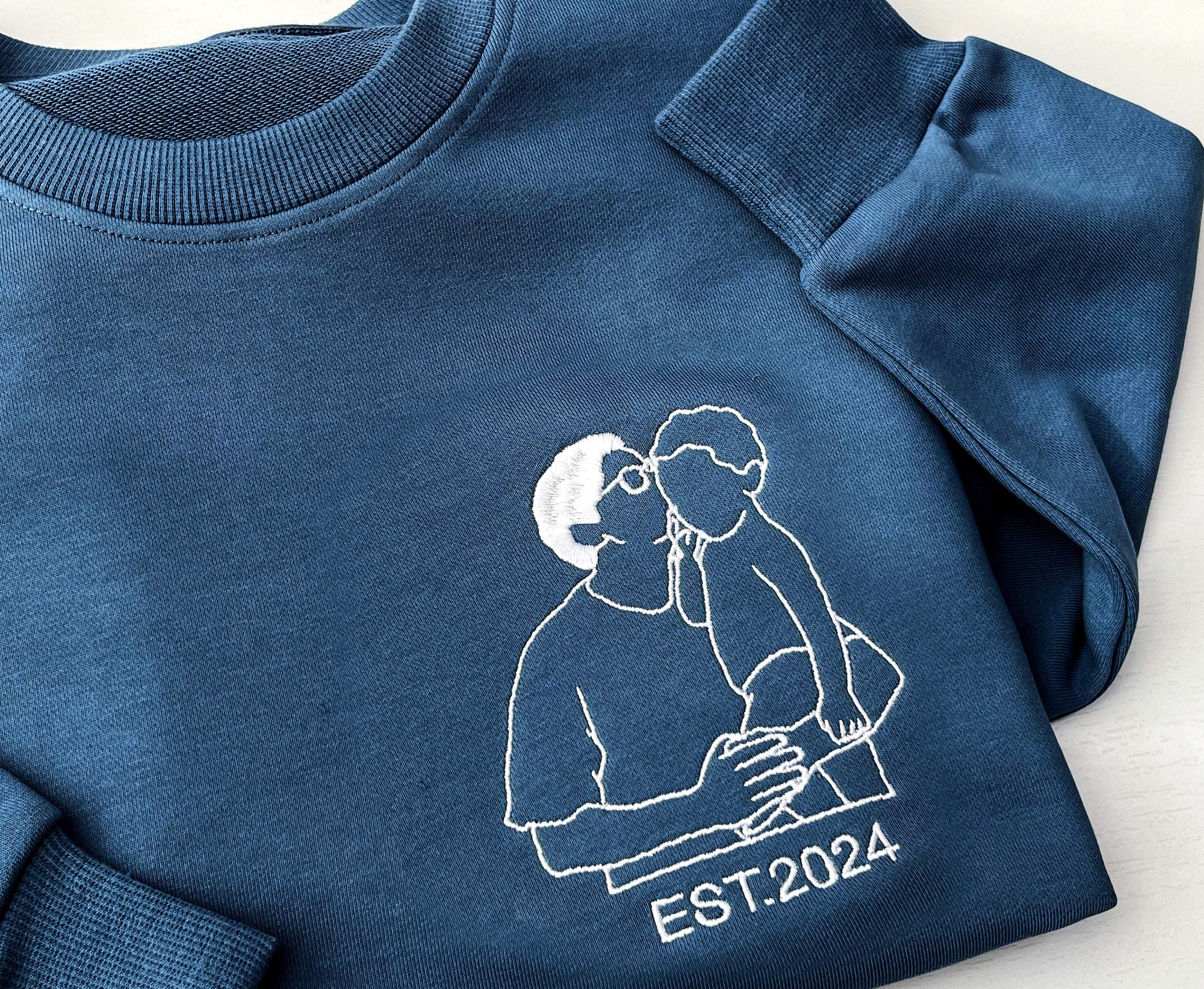 Custom Dad/Grandpa Hoodie - Embroidered Portrait Sweatshirt From Picture Personalized Father's Day Gifts image 1