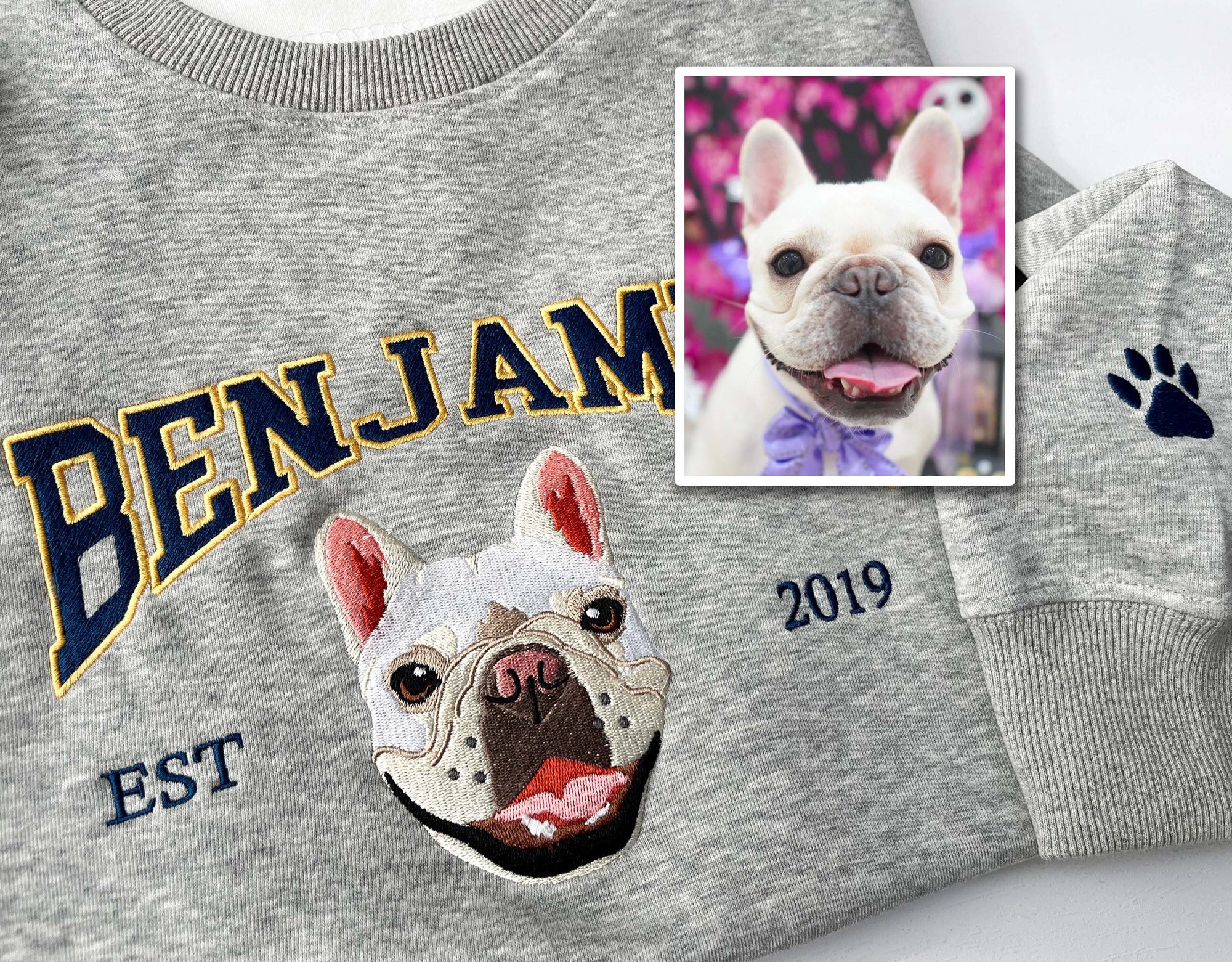 Embroidered Pet Sweatshirt - Custom Dog Hoodie with Name Personalized Varsity Sweatshirt Gifts for Dog Lovers image 3