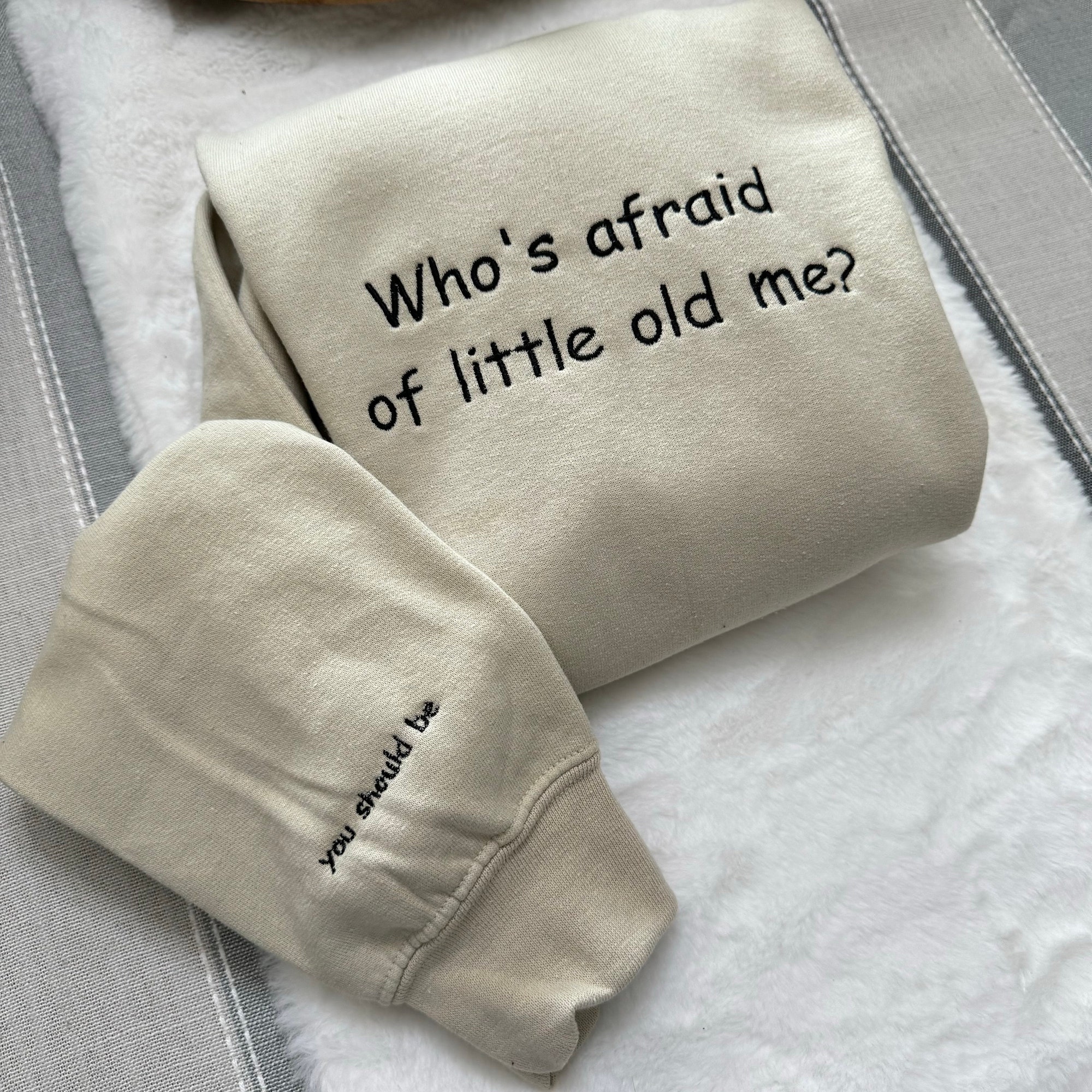 Who's Afraid of Little Old Me Embroidered Sweatshirt - Y2K Style Crewneck Music Merch Gift for Women Unisex Clothing image 4