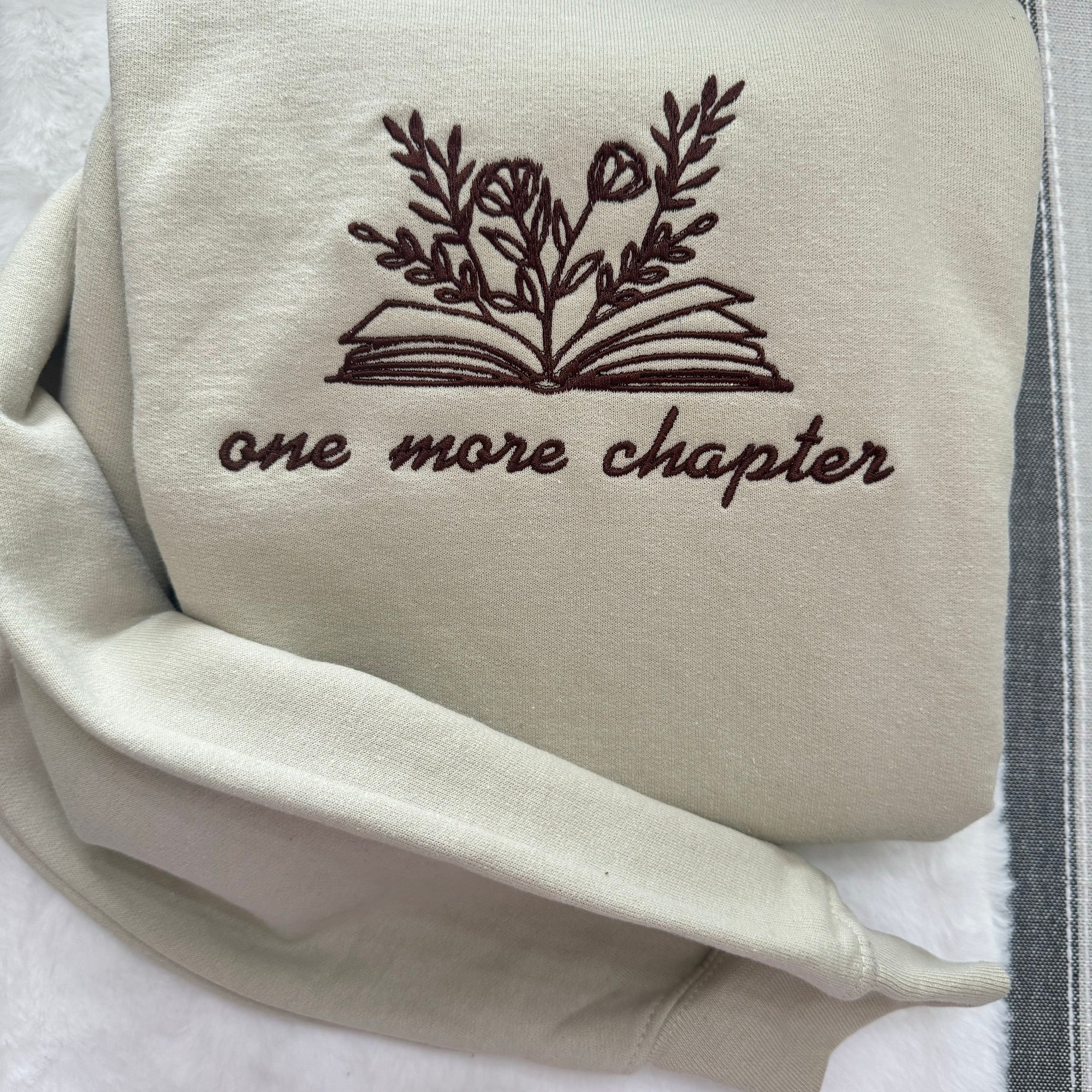 One More Chapter Embroidered Sweatshirt - Custom Made Decorative Books Love Reading Vintage Clothing Gifts for Her image 2