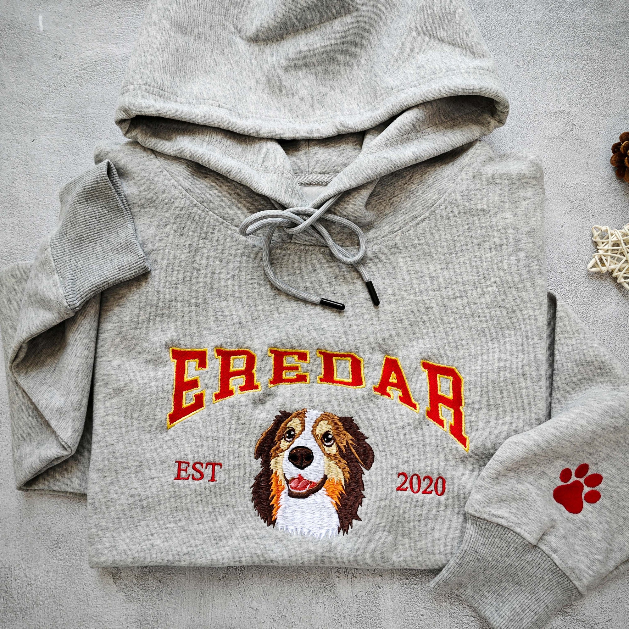 Custom Dog Hoodie - Embroidered Dog Name Personalized Pet Face Sweatshirt from Your Photo Varsity Style Gifts for Dog Lovers image 2