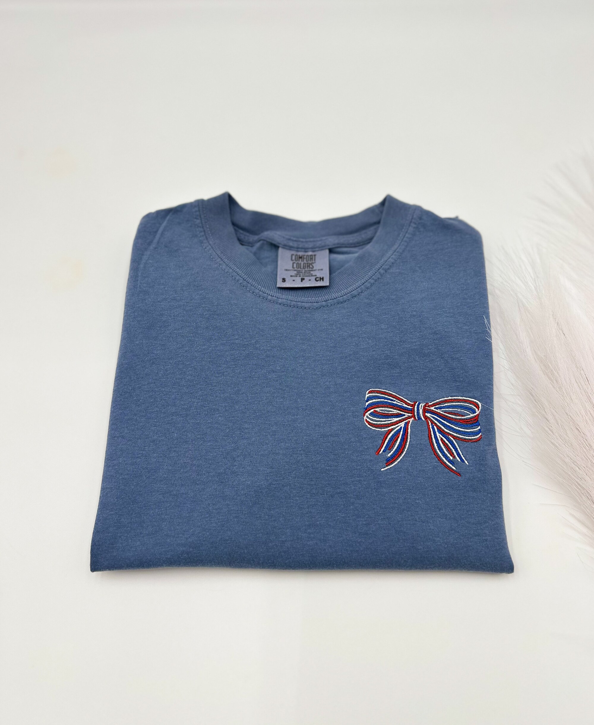 Embroidered Coquette USA Bow Comfort Colors T-Shirt - America Shirt Patriotic Shirt America Bow for July 4th Election Shirt Patriotic Bow image 5