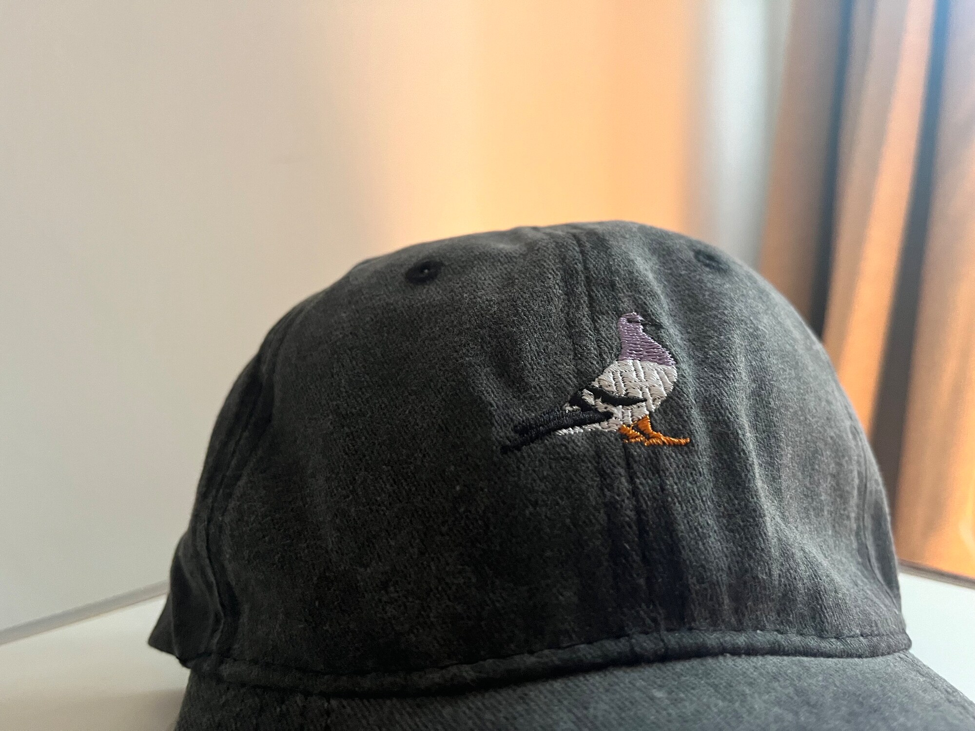 Vintage 90s Stone - Washed Pigeon Cap - Embroidered Dove Dad Hat - Brieftaube Basecap image 1