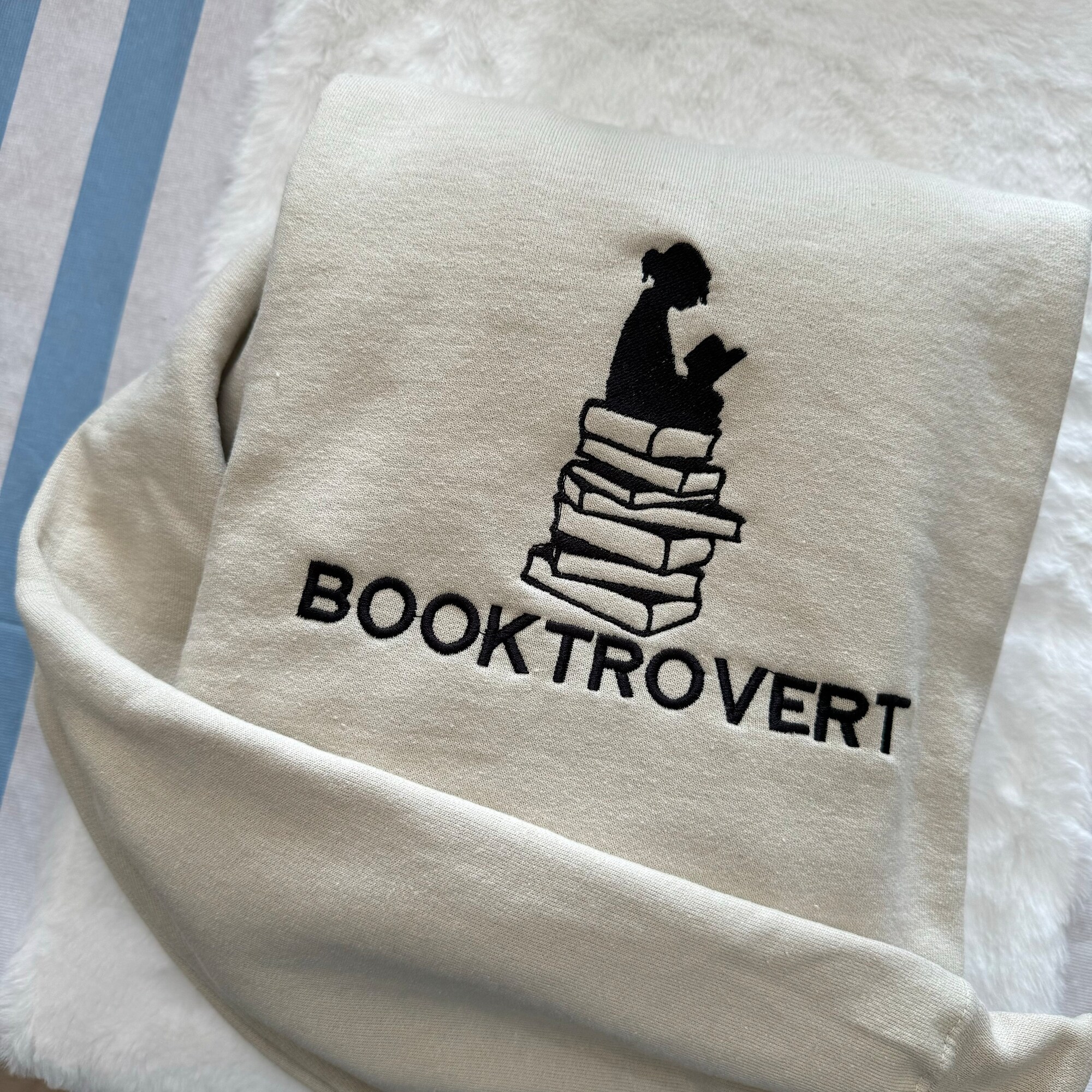 Booktrovert Embroidered Sweatshirt - Women's Fashion Gifts for Her Custom Made Decorative Books Coffee Table Books Reading Sweatshirt image 2