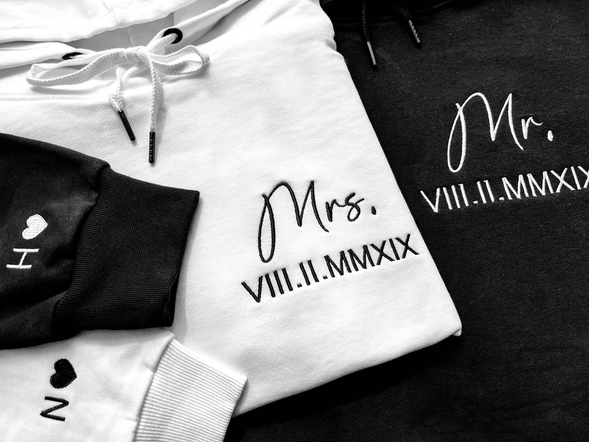 Custom Anniversary Hoodie - Embroidered Roman Numeral Valentine's Day Couples Gift Engagement Wedding Present image 1