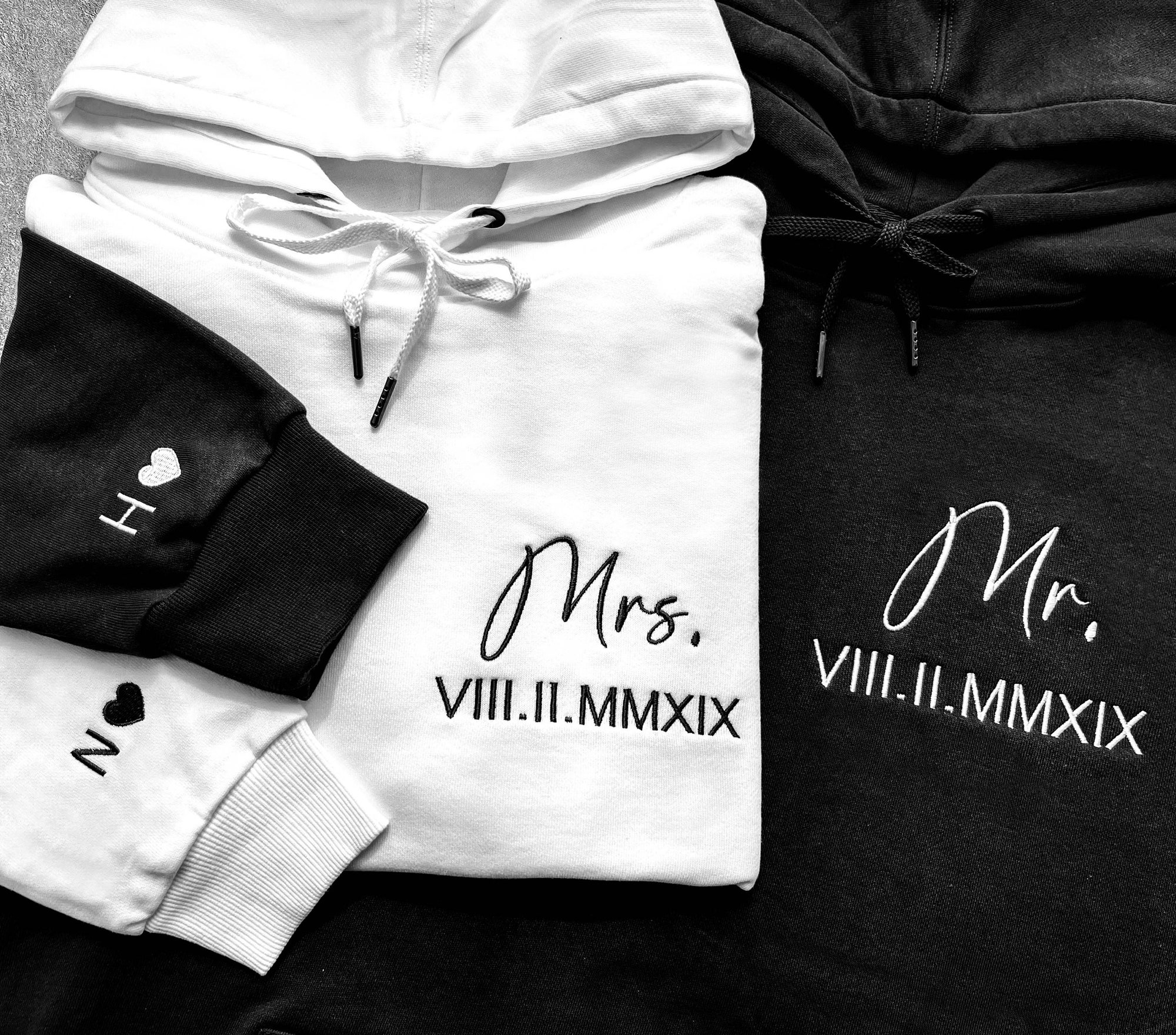 Custom Anniversary Hoodie - Embroidered Roman Numeral Valentine's Day Couples Gift Engagement Wedding Present image 2