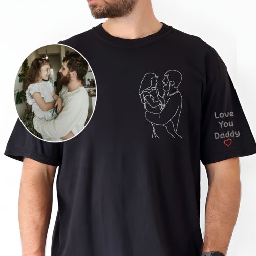 Custom Photo Shirt for Dad Embroidered Dad Portrait From Photo Fathers Day Gift image 0