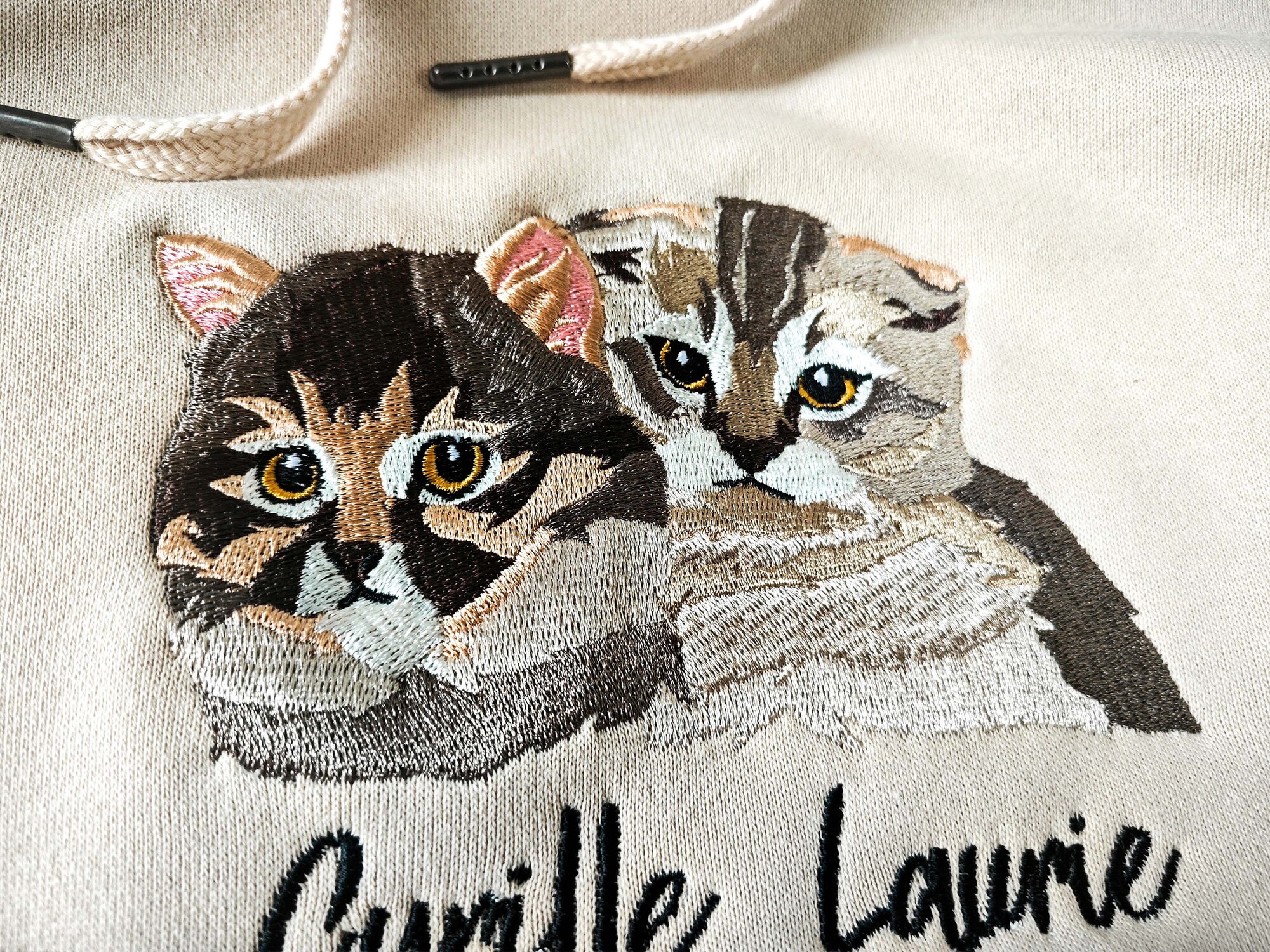 Custom Pet Portrait Embroidered Sweatshirt & Hoodie - Personalized Cat & Dog Tees Unique Gift image 3