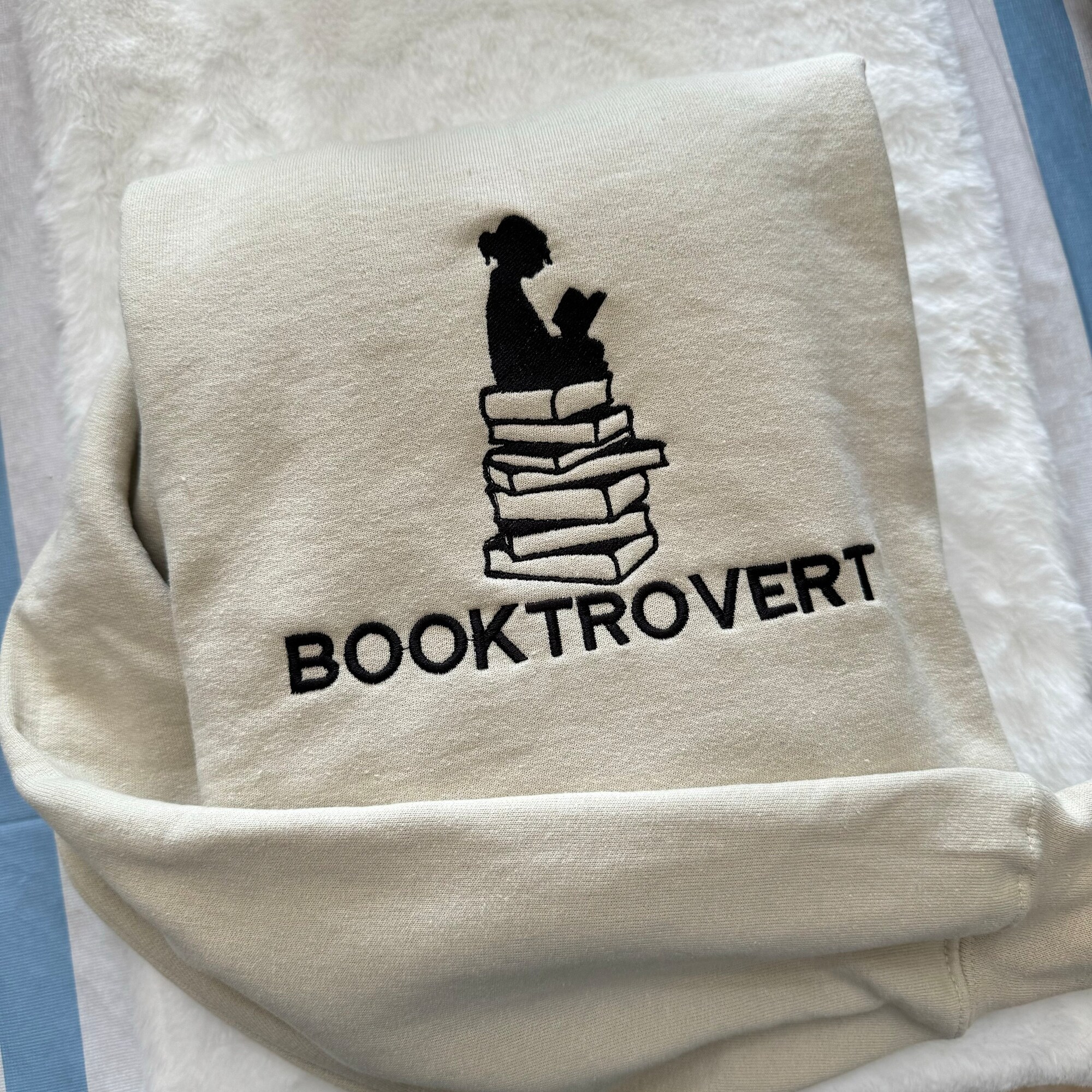 Booktrovert Embroidered Sweatshirt - Women's Fashion Gifts for Her Custom Made Decorative Books Coffee Table Books Reading Sweatshirt image 4