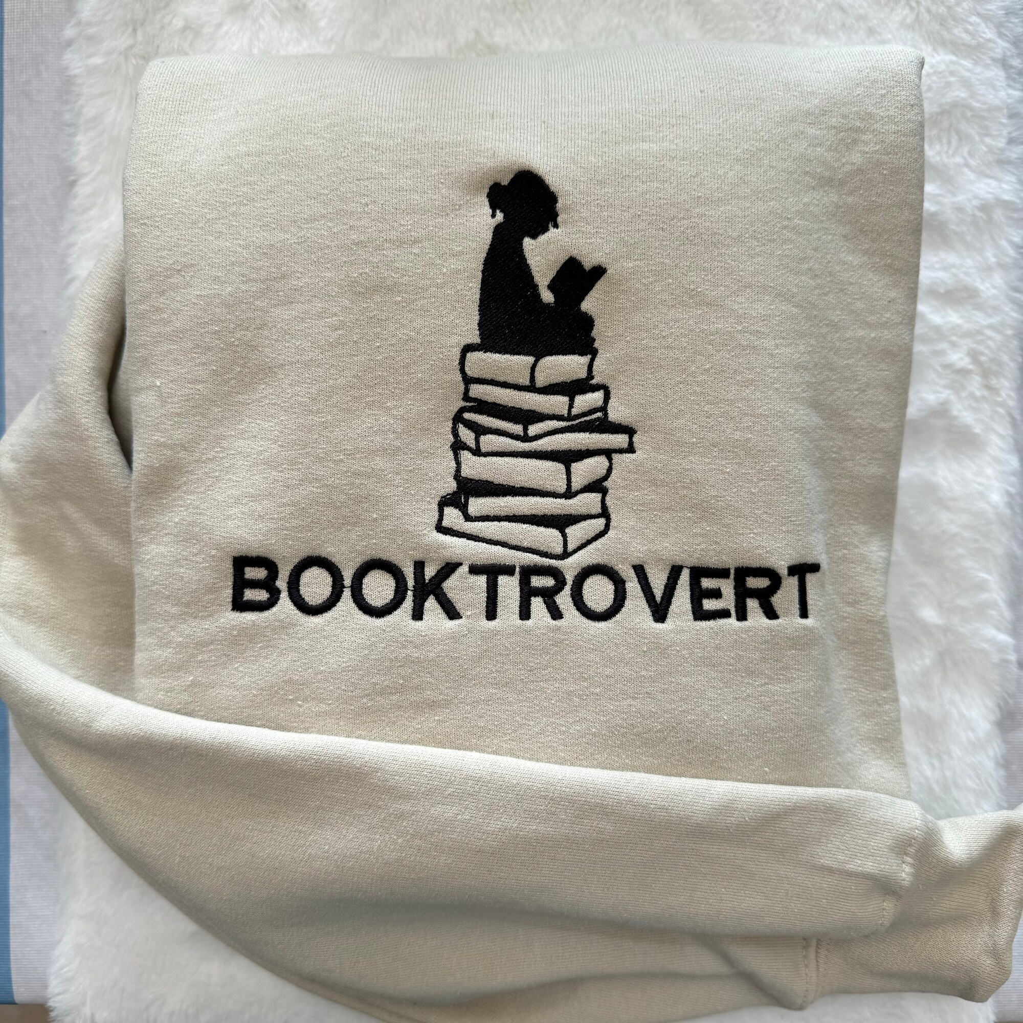 Booktrovert Embroidered Sweatshirt - Women's Fashion Gifts for Her Custom Made Decorative Books Coffee Table Books Reading Sweatshirt image 3