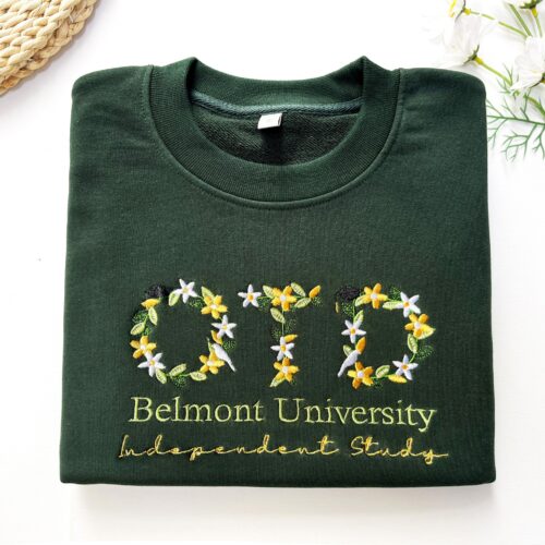 CUSTOM Floral Embroidered Crewneck Sweatshirt - College Crew Sweatshirt High School Hoodie Gift for College Grad image 0