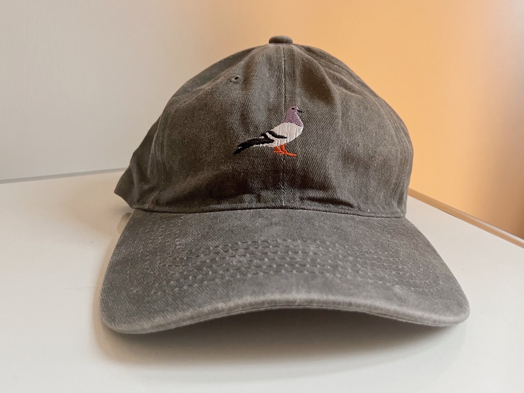 Vintage 90s Stone - Washed Pigeon Cap - Embroidered Dove Dad Hat - Brieftaube Basecap image 2