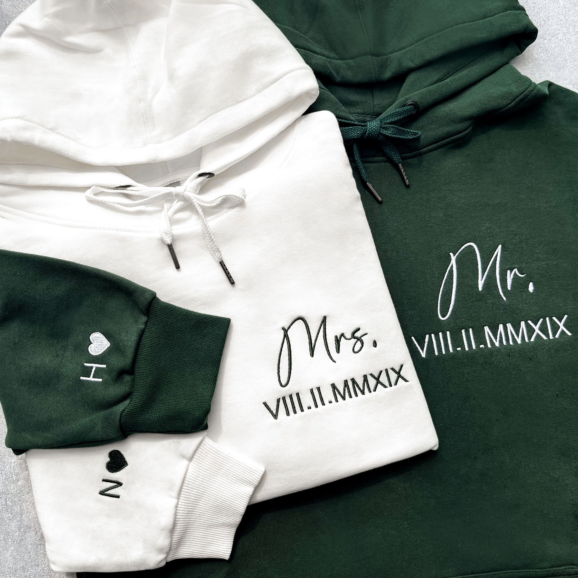 Custom Anniversary Hoodie - Embroidered Roman Numeral Valentine's Day Couples Gift Custom Couples Hoodie Engagement Wedding Gift image 1