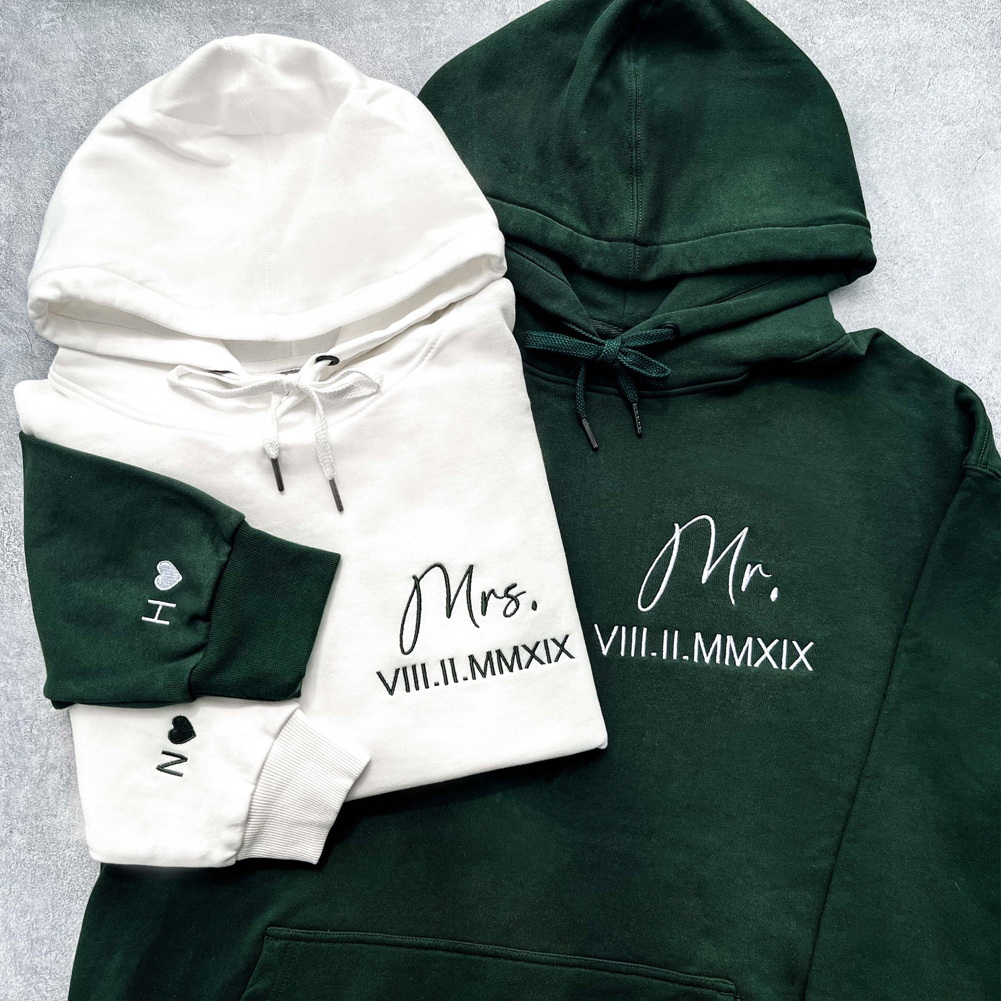 Custom Anniversary Hoodie - Embroidered Roman Numeral Valentine's Day Couples Gift Custom Couples Hoodie Engagement Wedding Gift image 2