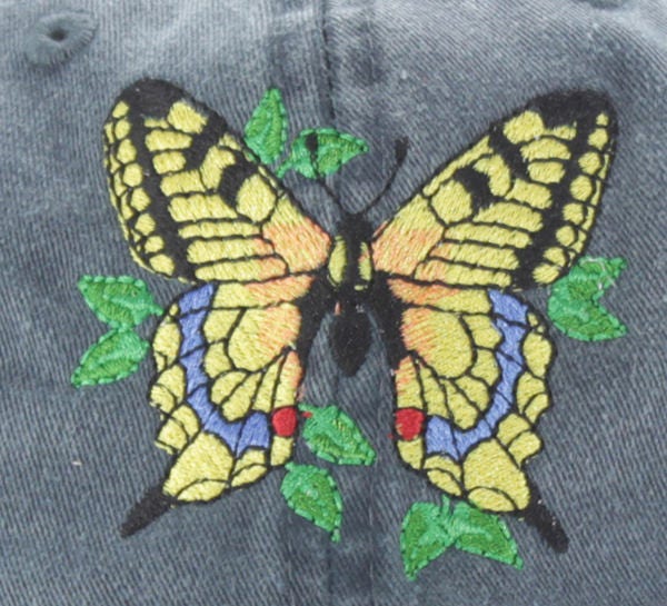 Butterfly Embroidered Baseball Cap - Yellow Swallowtail Garden Hat Sun Cap for Mom & Dad image 1