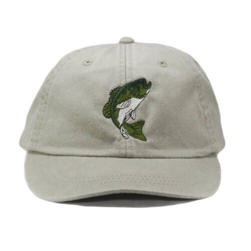 Bass Embroidered Baseball Cap - Largemouth Fishing Dad Hat Father's Day Gift Adjustable Strap image 0