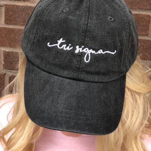 Tri Sigma Cap - Officially Licensed Greek Baseball Hat - Sigma Sigma Sigma Handwriting Design image 0