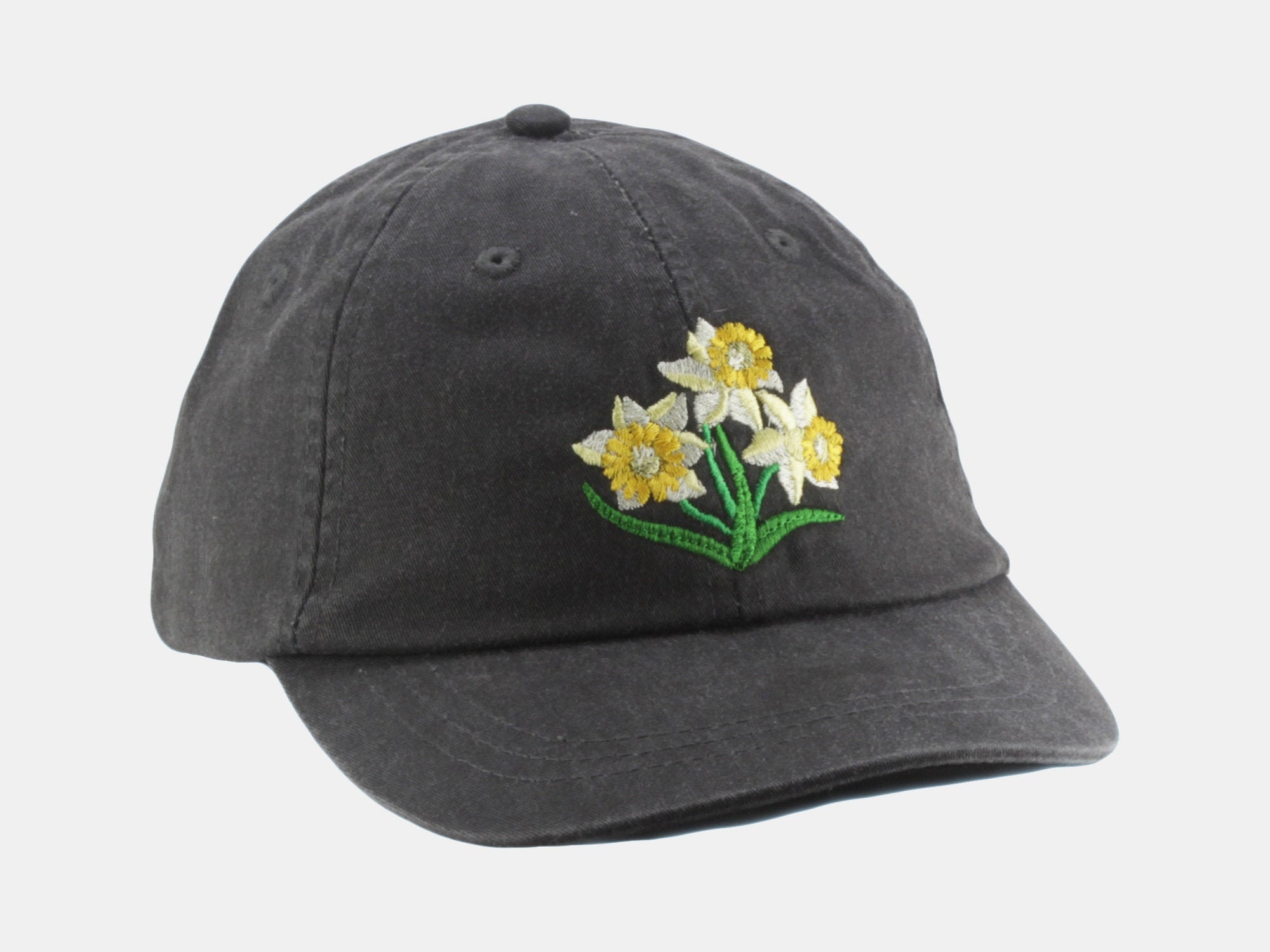 Daffodil Flower Embroidered Dad Hat - Low Profile Baseball Cap Adjustable Leather Strap Fits Most Adults image 1