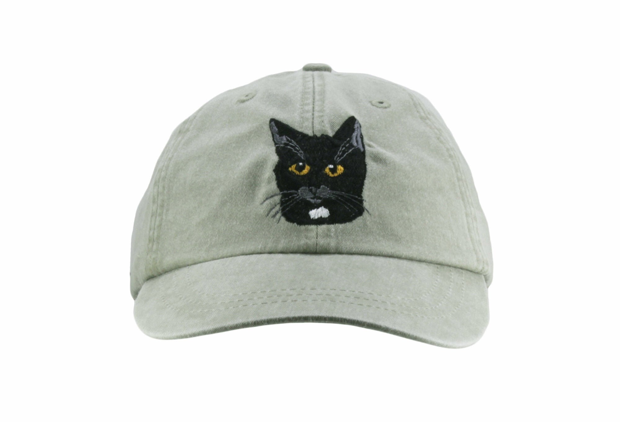 Black Cat Embroidered Dad Hat - Low Profile Baseball Cap Cat Lover Mom Gift Halloween Adjustable Fit image 1