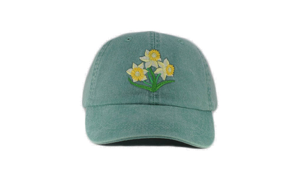 Daffodil Flower Embroidered Dad Hat - Low Profile Baseball Cap Adjustable Leather Strap Fits Most Adults image 2