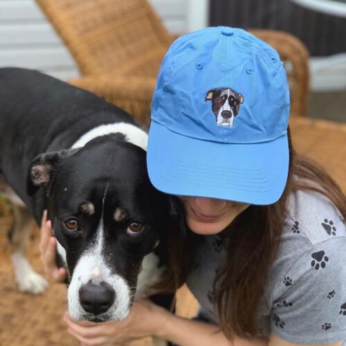 Custom Pet Portrait Embroidered Baseball Hat - Drawn from Photo of Dog Cat Bird or Horse - Adult and Youth Sizes Available image 0