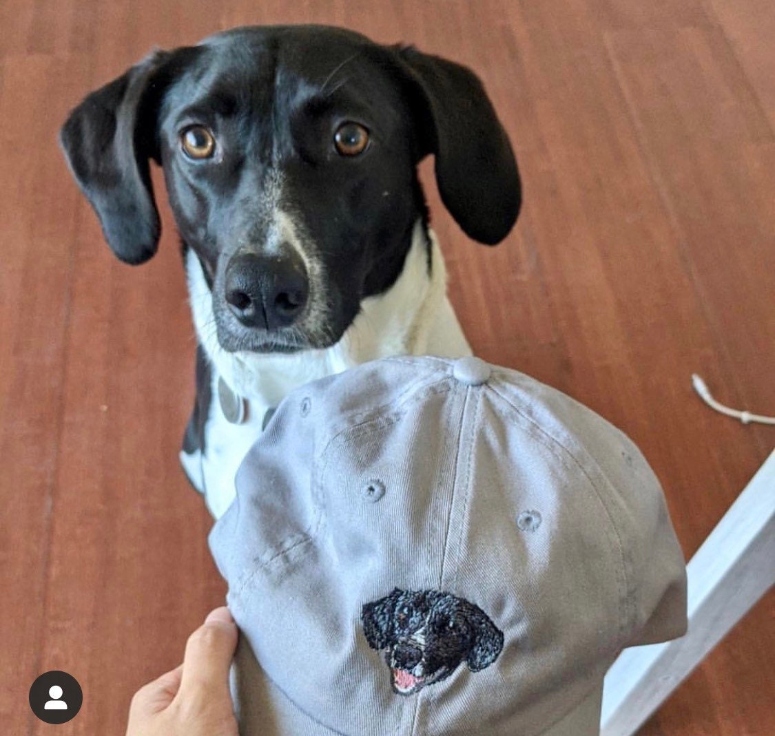 Custom Pet Portrait Embroidered Baseball Hat - Drawn from Photo of Dog Cat Bird or Horse - Adult and Youth Sizes Available image 1