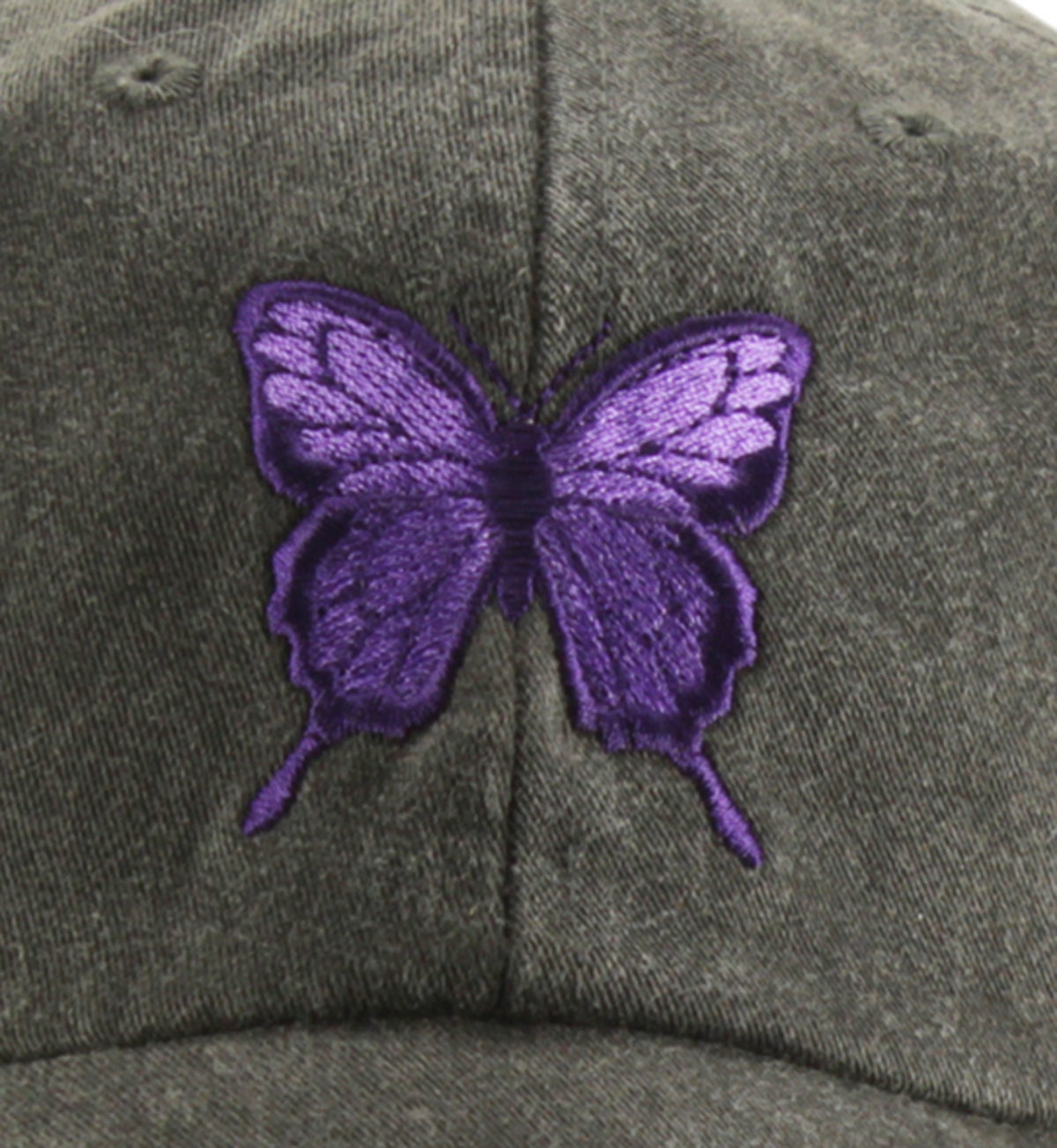 Purple Butterfly Baseball Cap - Garden Hiking Beach Jogging Hat for Mom & Dad image 1