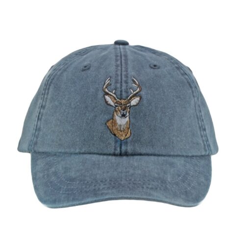 Deer Embroidered Unisex Baseball Cap - Wildlife Buck Hunting Hat Whitetail & Mule Deer Design Father's Day Gift Adjustable Leather Strap image 0