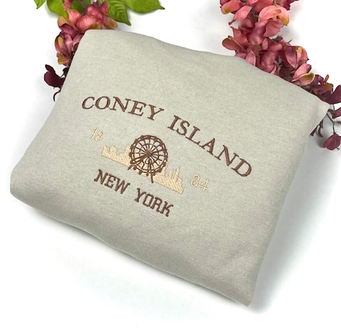 Coney Island Embroidered Crewneck - New York Sweatshirt Coney Island New York Sweater image 1